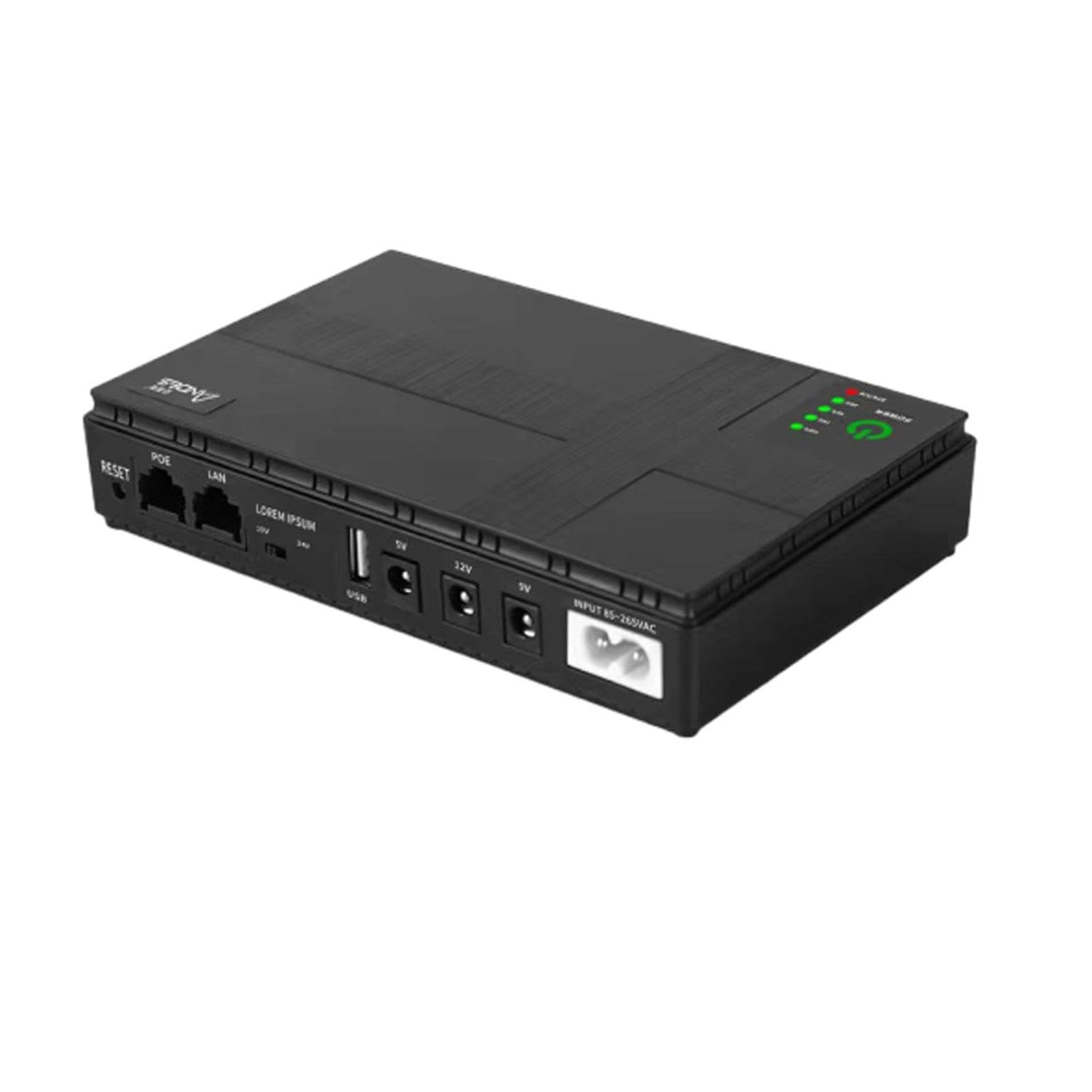 Ronyme Mini UPS Power Supply - 18W DC Backup Battery for LED Lamps, Security Cameras, Routers | Compact Design with Soft Light Indicator | Ideal for Home Office & Emergency Power Outages