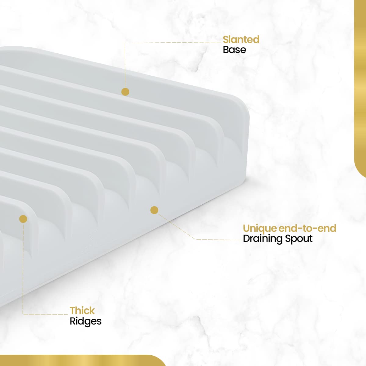 Premium Kitchen Soap Tray - Large White Dish Soap Holder & Sponge Organizer for Kitchen Sink Counter - Drying Mat & Sink Protector - Perfect for Kitchen Countertop, Bathroom Vanity & Utility Sink Organization