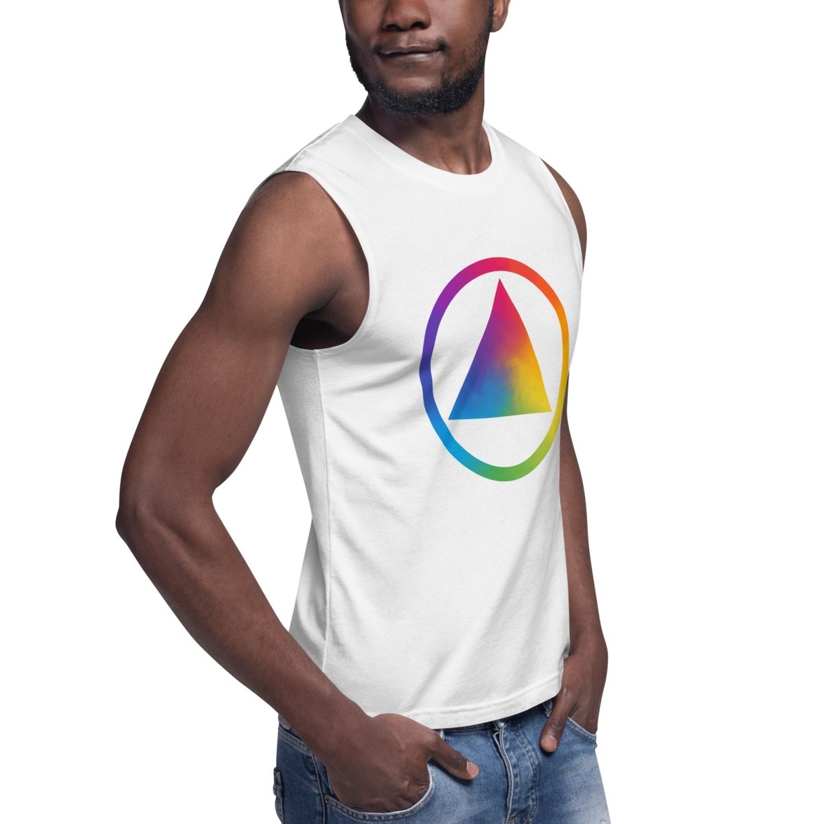Rainbow Resilience Pride Men's Muscle Tank Top - LGBTQ+ Pride Workout Shirt for Gym, Running & Summer Activities