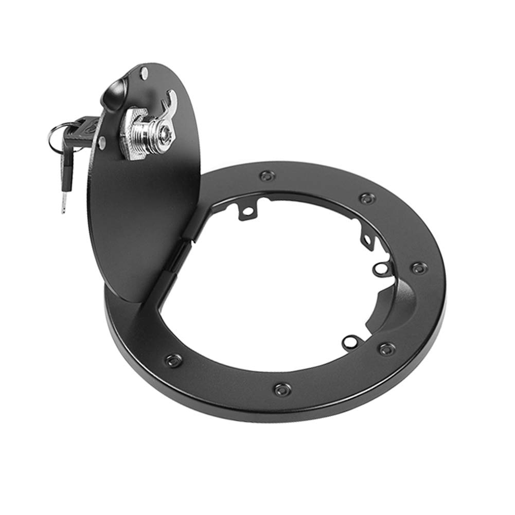 Locking Gas Cap Cover for Jeep Wrangler JK JKU 2007-2017 - Black Fuel Filler Tank Door Accessories (Fits Sport, Rubicon, Sahara Models) - Secure Anti-Theft Protection for Off-Road Adventures & Daily Commuting