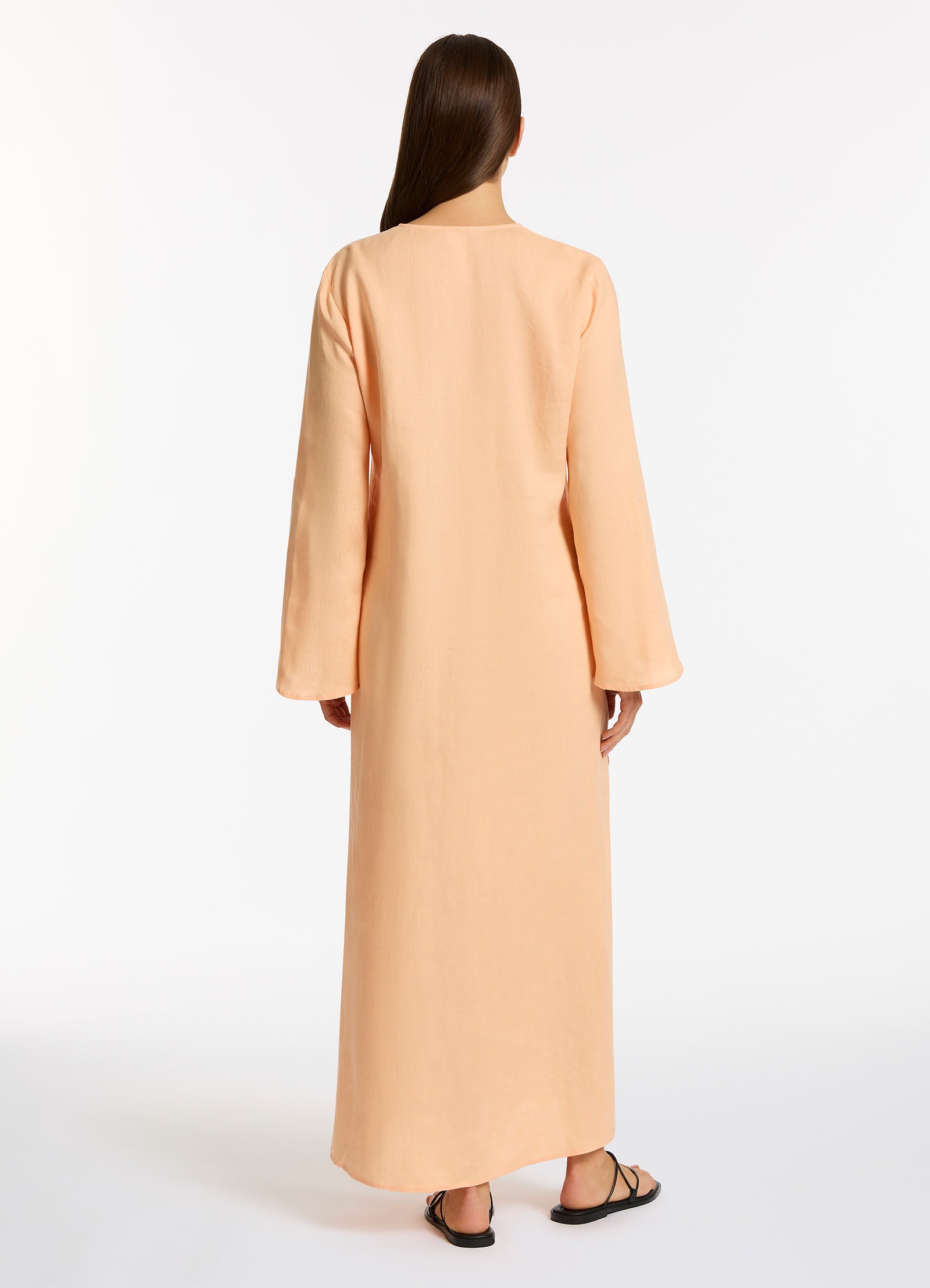Mattala Maxi Kaftan Dress for Women - Flowy Peach Beach Cover Up, Summer Boho Tunic - Perfect for Vacations, Pool Parties & Resort Wear