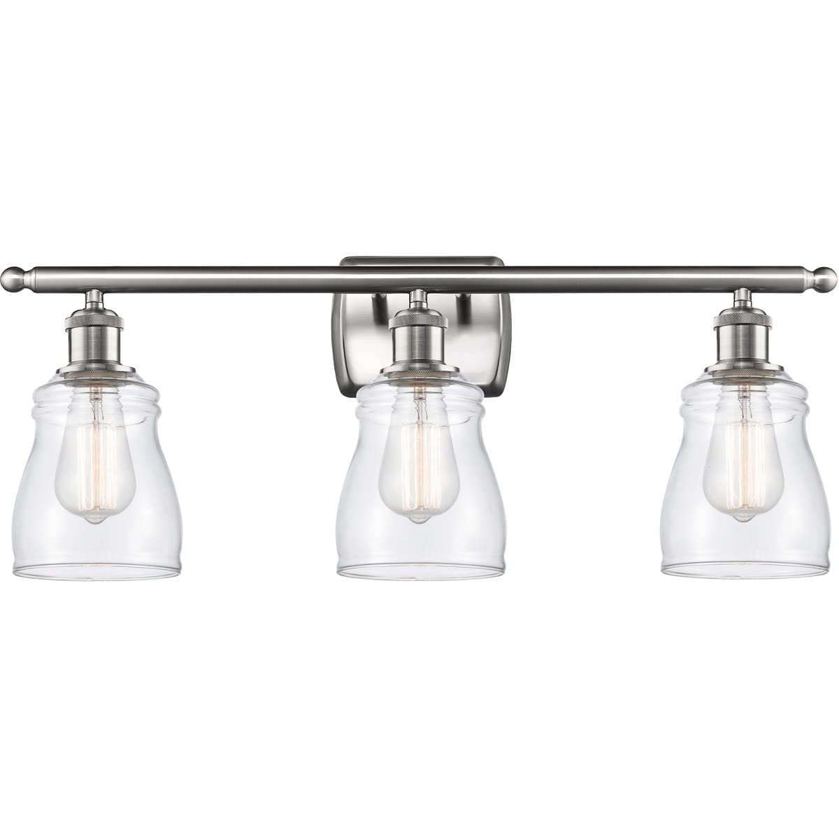 Ellery 3-Light Bathroom Vanity Light in Brushed Satin Nickel - Ballston Collection - Energy Efficient LED Lighting for Modern Bathrooms & Powder Rooms
