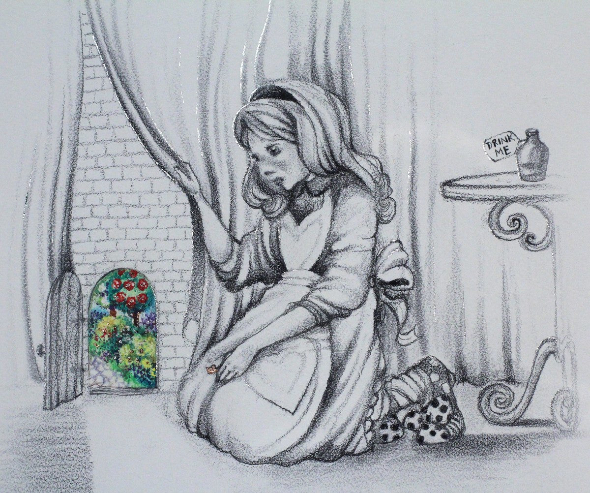 Alice and the Little Door Sketch - Limited Edition Art Print - Perfect for Home Decor, Nursery, or Gift Giving