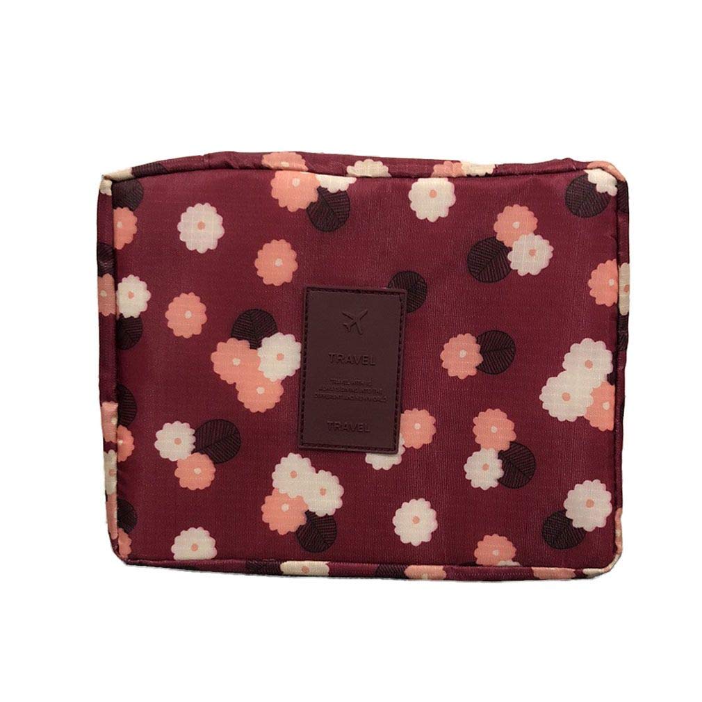 Portable Waterproof Travel Makeup Bag for Women - Cosmetic Organizer & Toiletry Pouch (Wine Red) - Perfect for Vacation, Gym, and Daily Essentials Storage