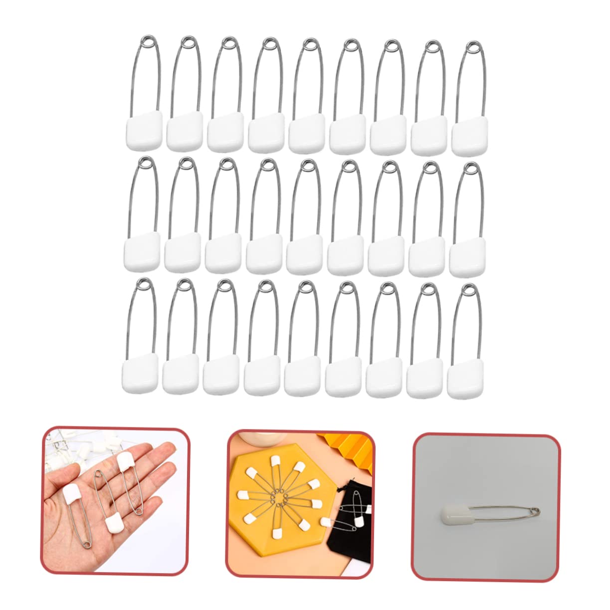 300 Pcs Safety Pins - Childproofing Supplies for Cabinets, Drawers & Doors - White Plastic Safety Pins for Baby Proofing, Organizing & DIY Projects - Perfect for Home, Nursery & Daycare Use