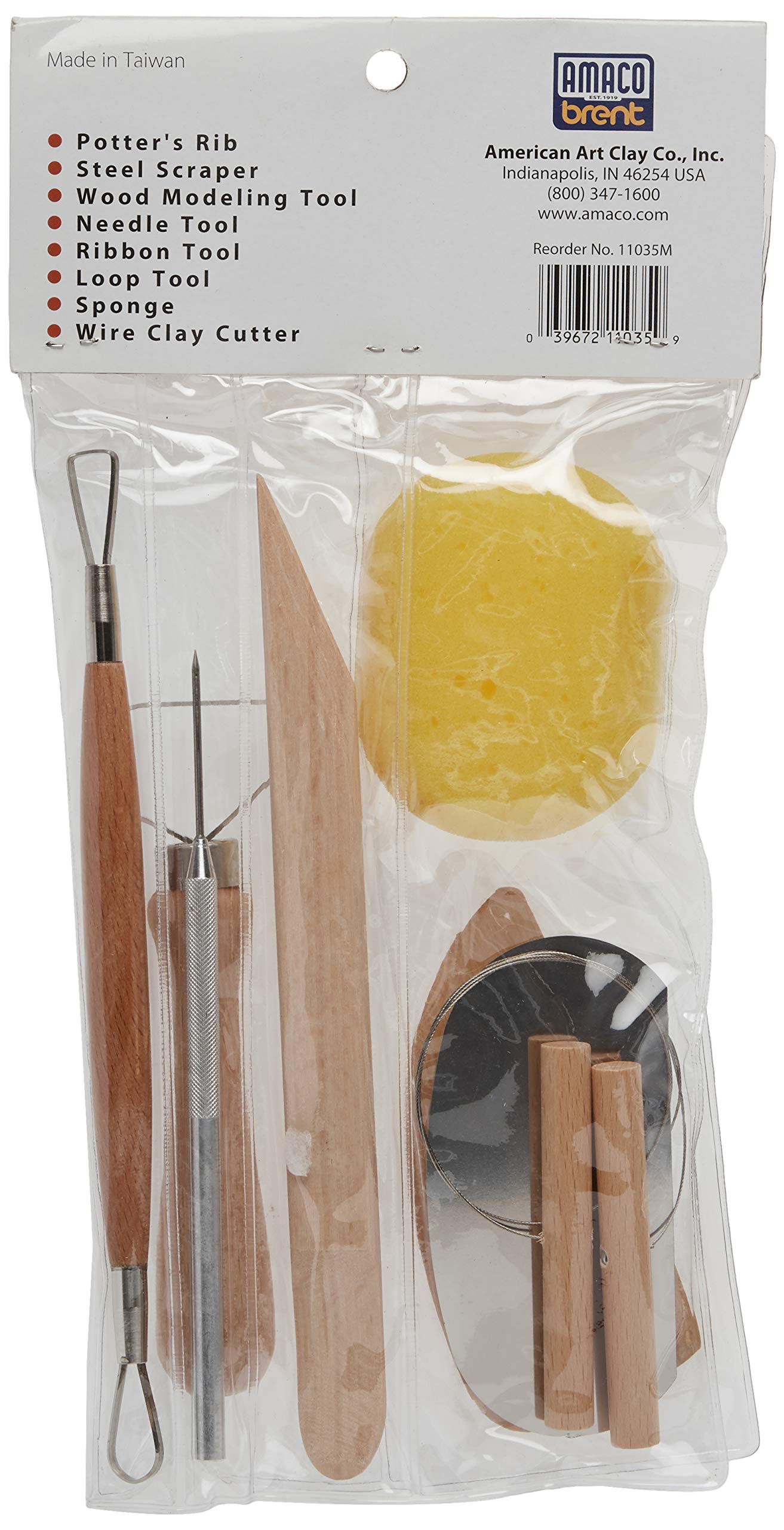 AMACO Pottery Tool Kit - 8 Piece Set for Clay Sculpting, Ceramics & Pottery Making - Perfect for Artists, Students & DIY Craft Projects