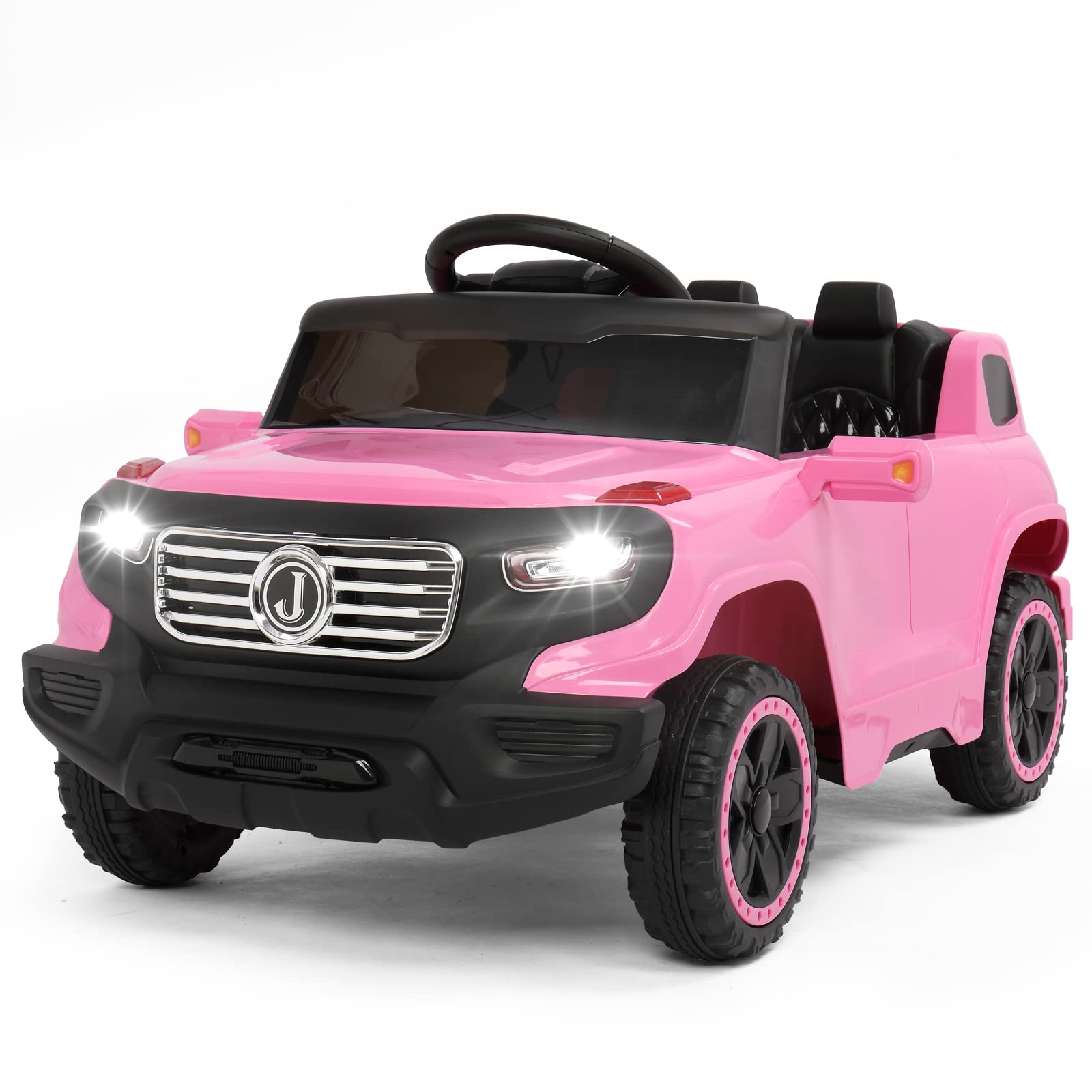 6V Electric Remote Control Truck for Kids - Toddler Ride On Car with 3 Speeds, Music, LED Lights & Safety Seat Belts | Pink Battery-Powered Motorized Toy Vehicle for Boys & Girls | Perfect for Birthday Gifts, Indoor Play & Outdoor Backyard Fun
