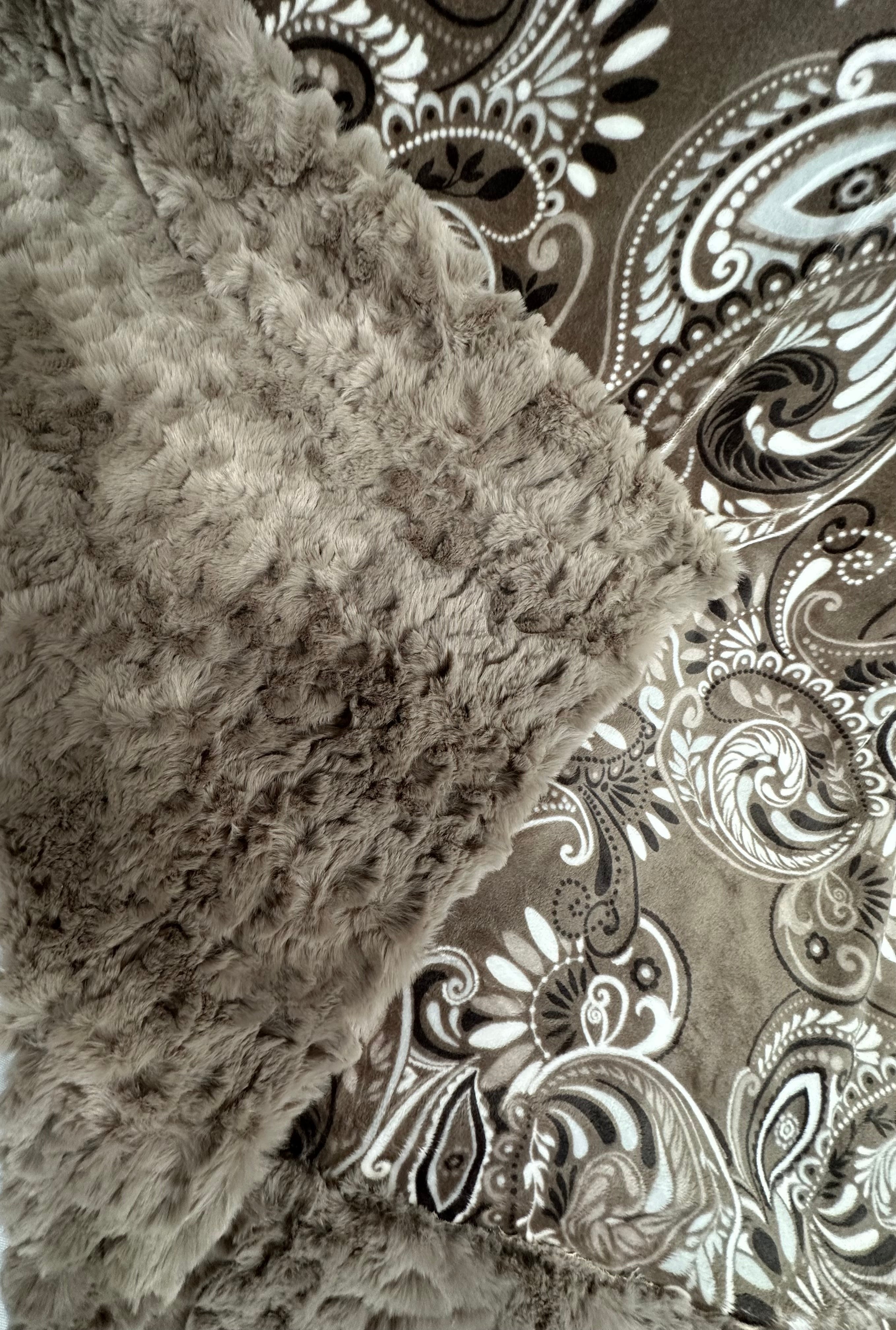 Paisley Taupe on Light Taupe Florence Extra Large Adult Blanket 53x81 Inches - Soft Cozy Throw for Couch, Bed & Home Decor