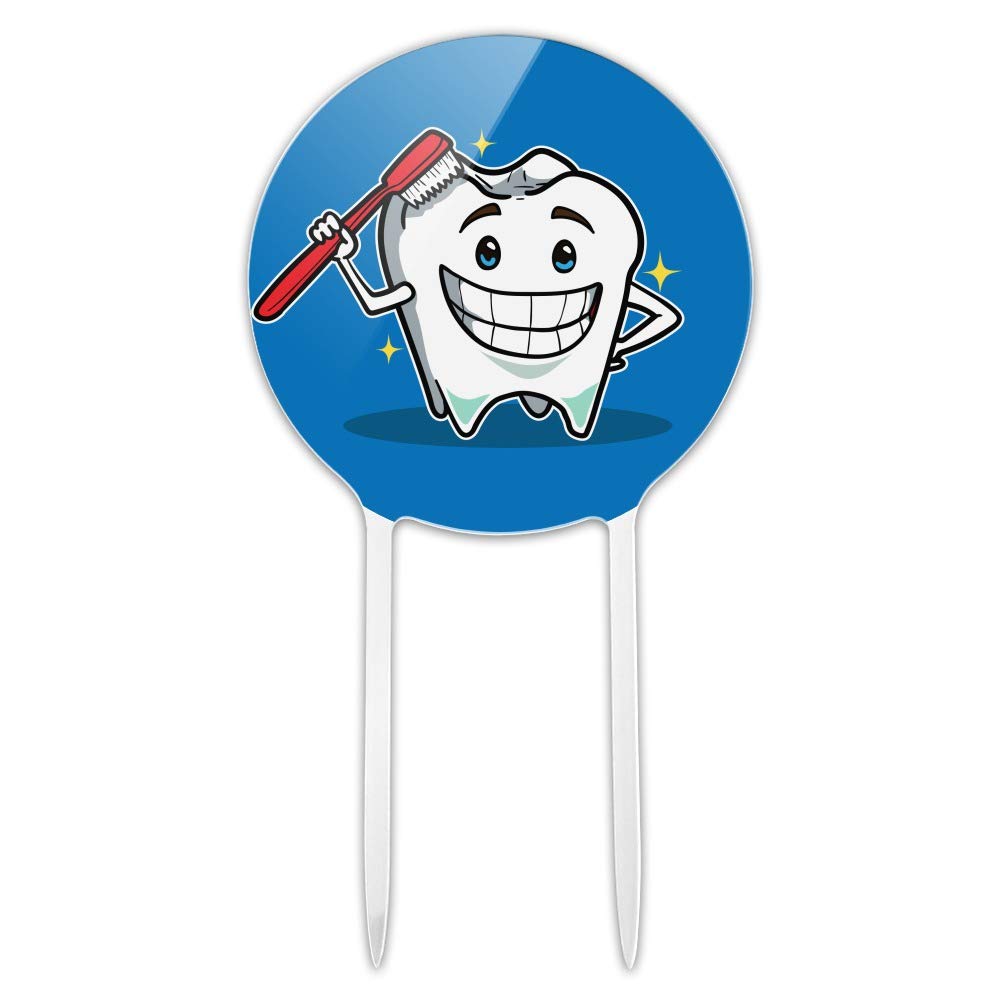 Acrylic Happy Tooth Toothbrush Cake Topper - Fun Dentist-Themed Party Decoration for Wedding, Anniversary, Birthday & Graduation Celebrations | Perfect for Dental-Themed Events & Cake Decorations