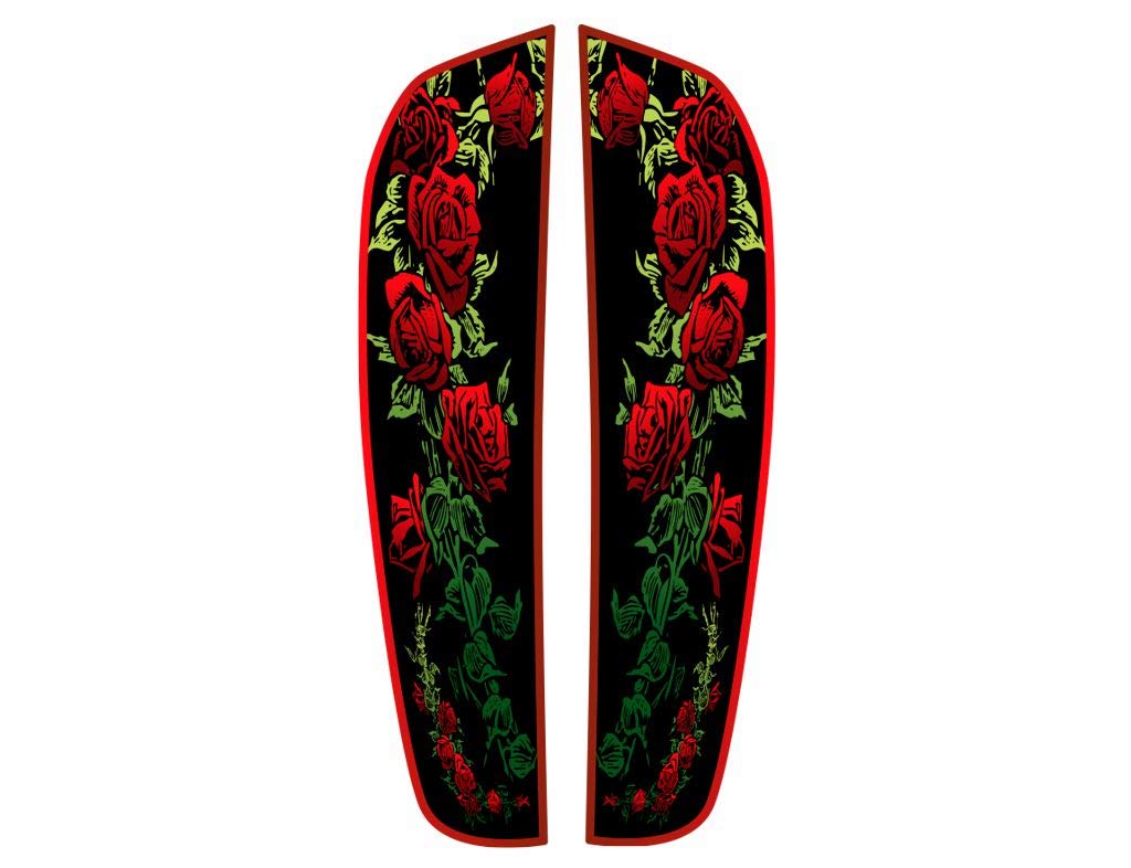 Motorcycle Split Tank Top Decals Set - 2 Piece Rose Red Vinyl Stickers for Bike Customization | Perfect for Harley, Yamaha, Honda Motorcycle Accessories & DIY Projects