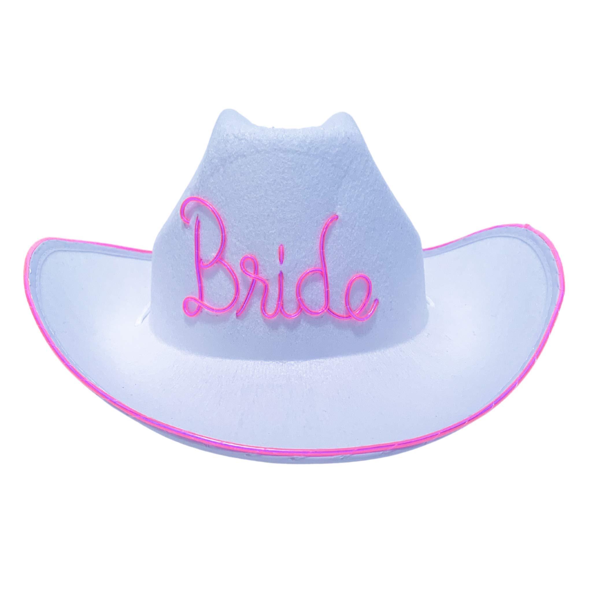 White Light Up Bride Cowboy Hat for Bachelorette Parties