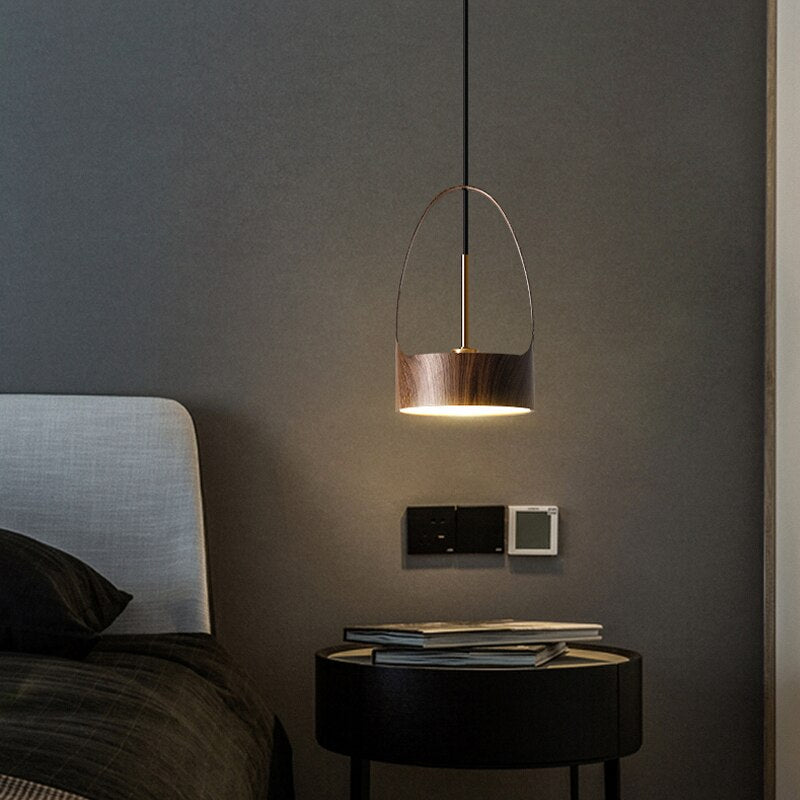 Wooden Hanging Pendant Lamp - Modern Scandinavian Style Bedside Lighting for Bedroom, Nursery, or Living Room Decoration