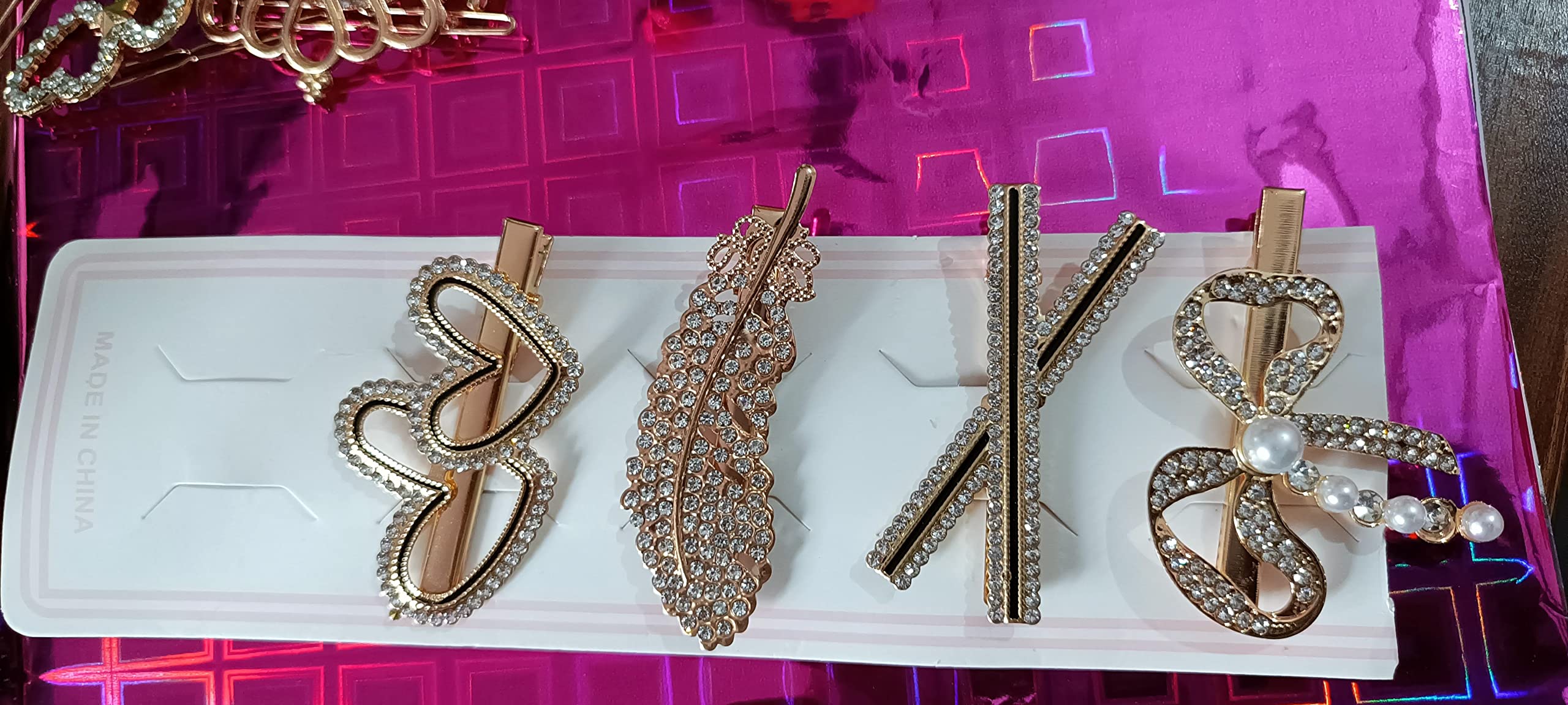 Unicorn Hair Clips Set for Girls & Women - 12+1 Metal Barrettes with Black Stone | Baby Hair Accessories, Hairpins & Pins | Perfect for School, Parties & Daily Styling