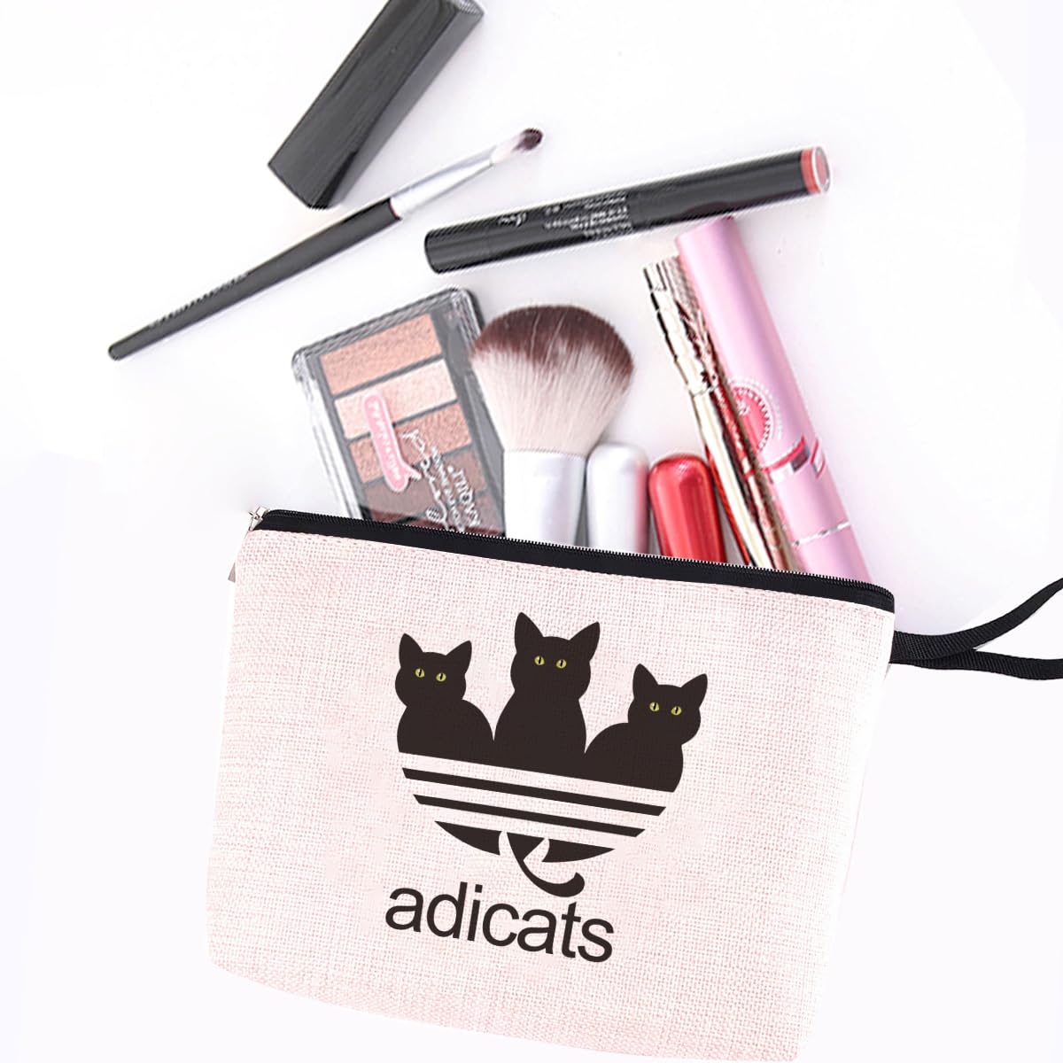 Cat Mom Gifts: Cute Cat Themed Makeup Bag - Stylish Kitty Zipper Pouch - Funny Travel Cosmetic Organizer - Perfect for Graduation, Birthday & Everyday Use