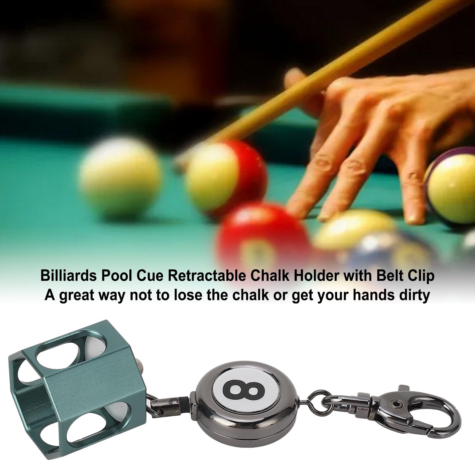 **Magnetic Billiard Chalk Holder - Retractable Pool Cue Chalk Bag with Belt Clip for Easy Access | Perfect for Pool, Snooker & Billiards Players**