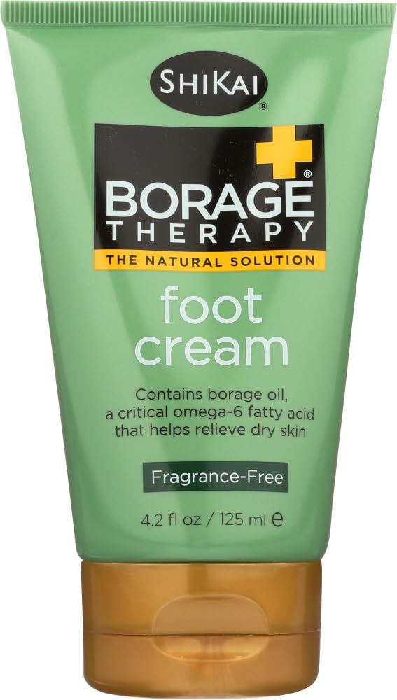 ShiKai Borage Therapy Foot Cream - Unscented Moisturizing Foot Care for Dry Cracked Heels - 4.2 fl oz (125 ml) - Pack of 1 - Perfect for Daily Foot Hydration & Nighttime Treatment