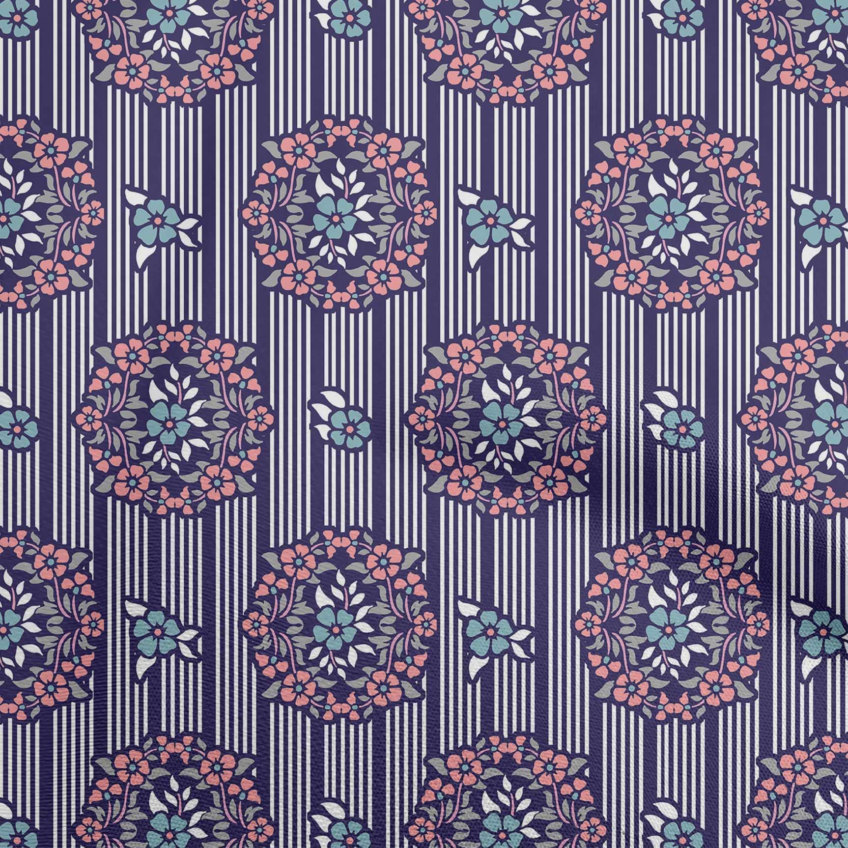 oneOone Polyester Spandex Floral Print Fabric - 56 Inch Wide Blue Dress Material by The Yard (342) | Perfect for DIY Dresses, Skirts, and Home Decor Projects