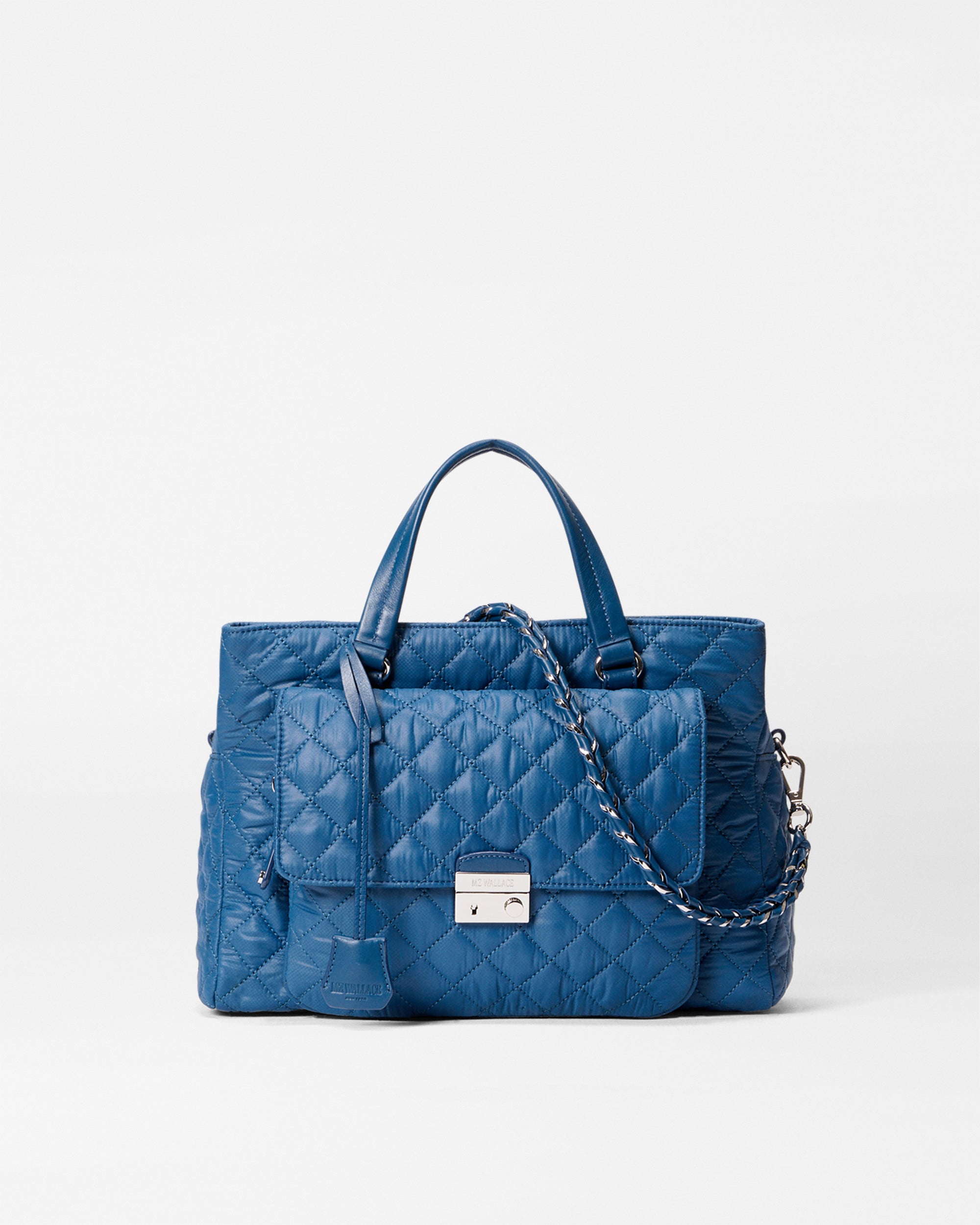 French Blue Crosby Lock Satchel - Stylish Leather Shoulder Bag for Women | Perfect for Work, Travel & Everyday Use