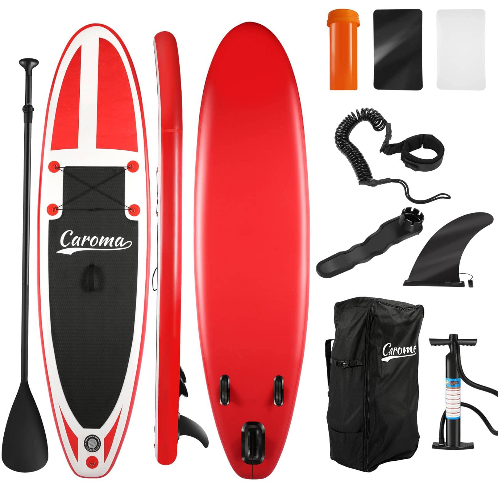 **Caroma Inflatable Stand Up Paddle Board (10ft/10.5ft) - Premium SUP Kit with Paddle, Pump, Safety Leash, Fin, Repair Kit & Backpack - Lightweight & Portable for Lakes, Rivers & Ocean - Perfect for Adults & Youth**