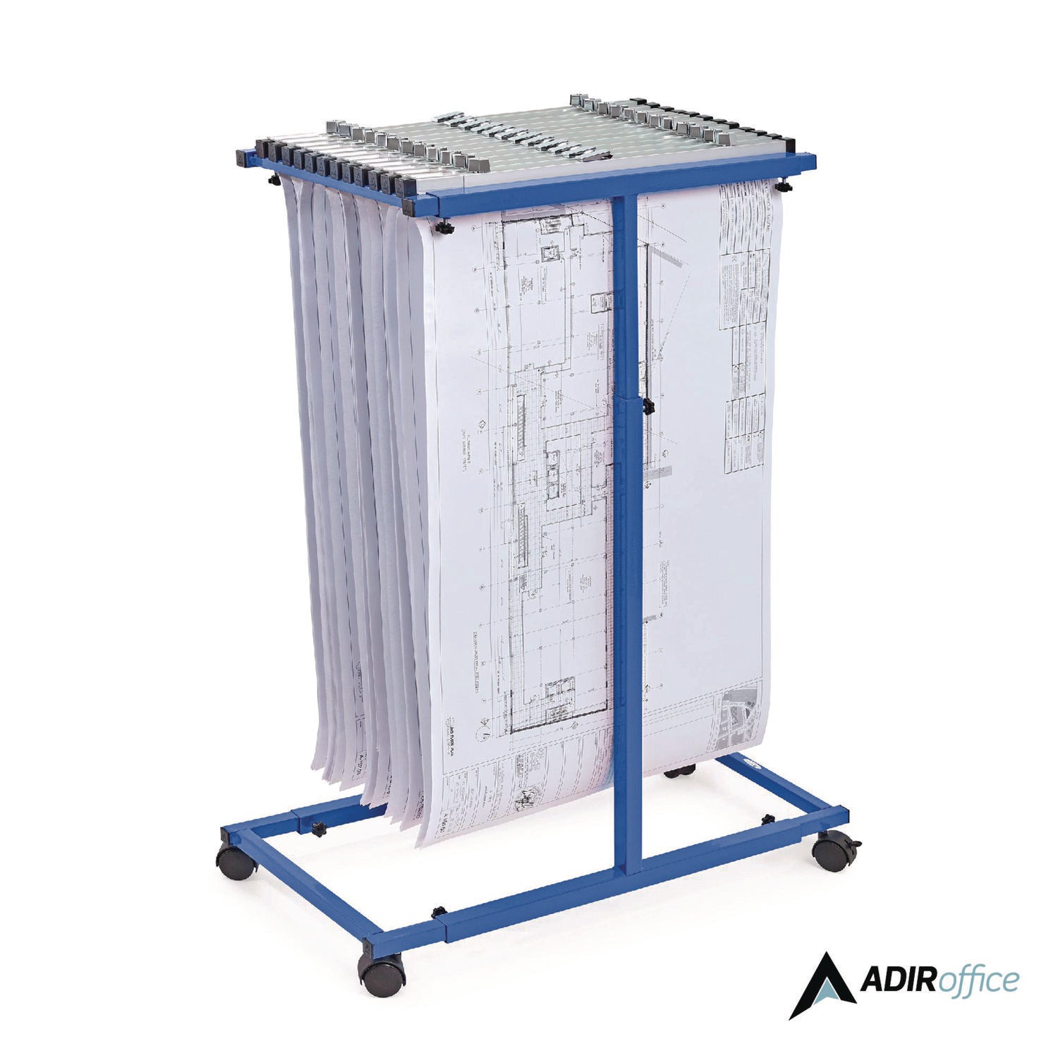 AdirOffice Blueprint Storage Cabinet - Heavy Duty Steel Vertical File Organizer for Large Documents 15x27 to 47.25x57 Inches - Blue | Perfect for Architects, Engineers & Construction Sites - Office & Workspace Organization Solution