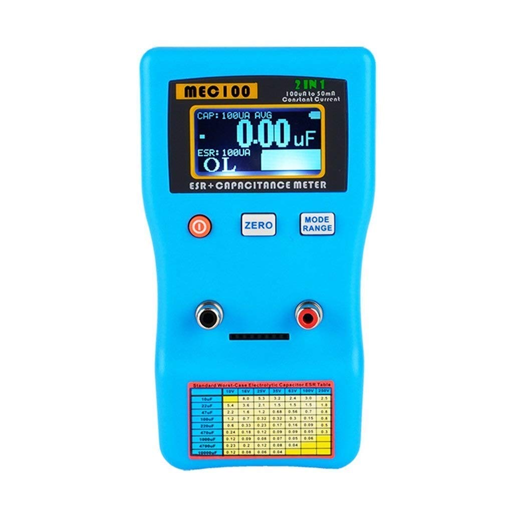 KXA MEC-100 Digital Capacitance Meter - High Precision Auto-Ranging Capacitor ESR Tester with LCD Display for Electrolytic Capacitors, Resistance Measurement - Ideal for Electronics Repair, DIY Projects & Circuit Testing