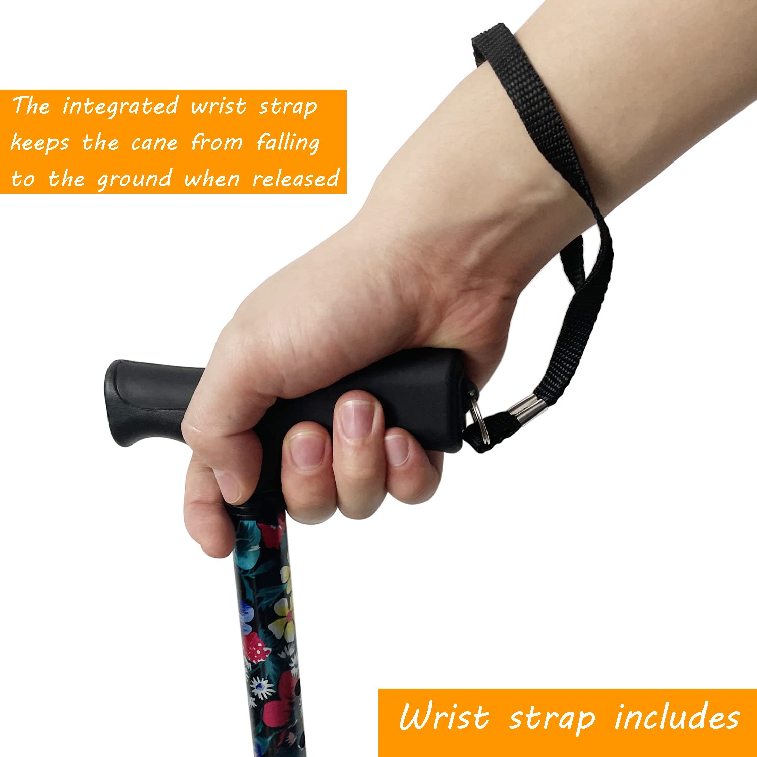 Premium Adjustable Folding Walking Cane for Men & Women - Lightweight Printed Cane for Seniors with 250lbs Weight Capacity - Ideal for Travel, Hiking & Daily Mobility Support