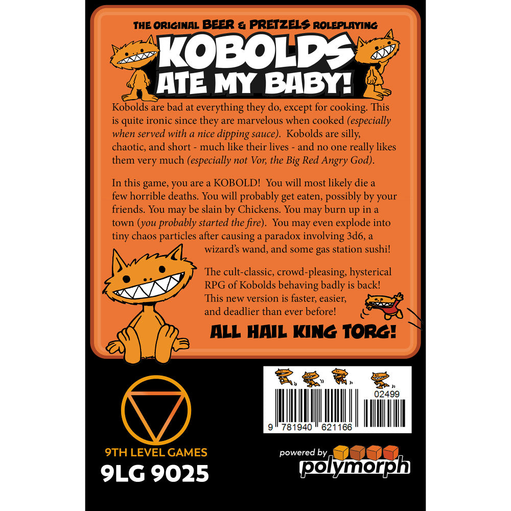 9th Level Games Kobolds Ate My Baby 25th Anniversary Edition - The Orange Book | Classic Fantasy Tabletop RPG for Adults & Teens | Perfect for Game Nights & Roleplaying Adventures