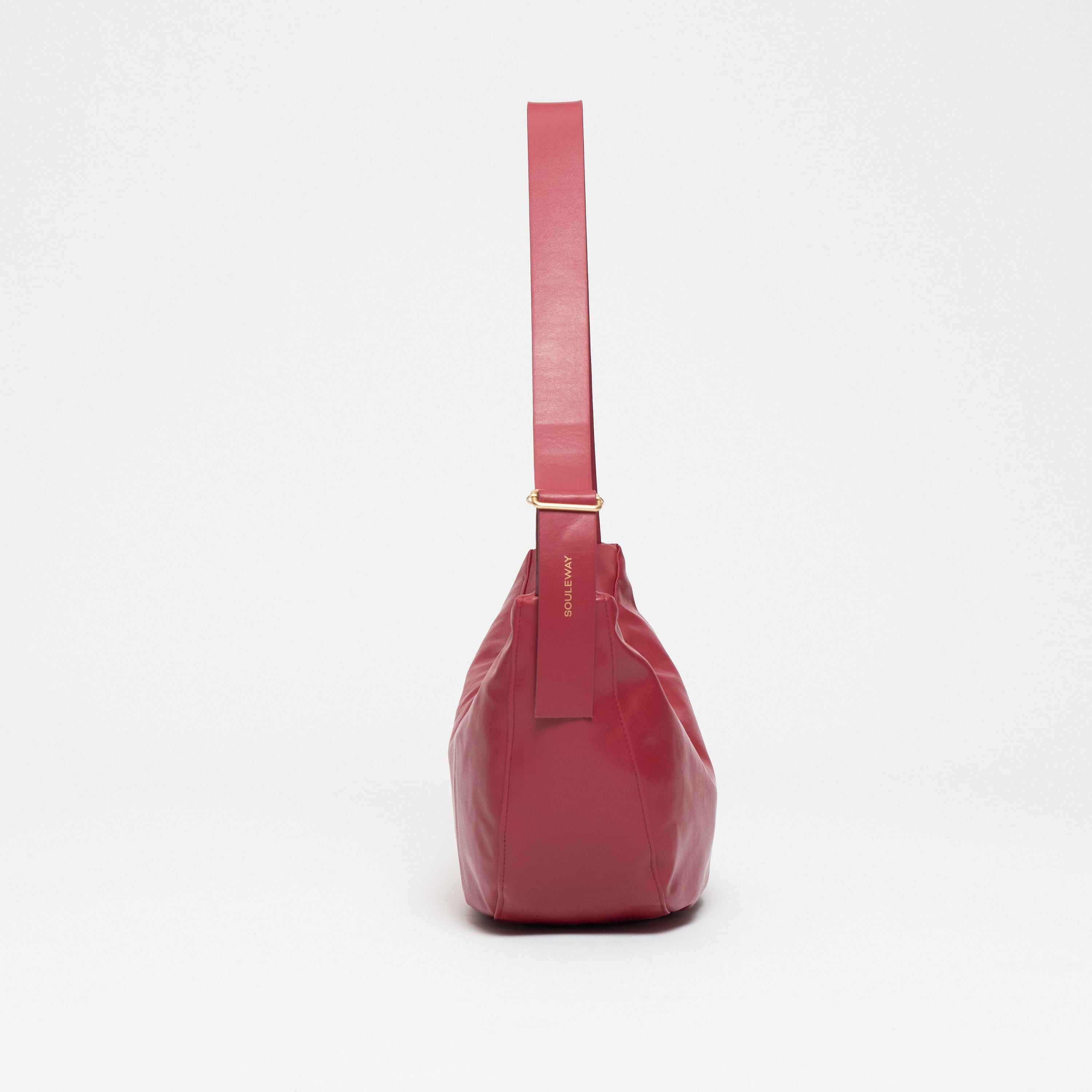 Vegan Olive Leather Half Moon Crossbody Bag | Cherry Red | Eco-Friendly & Cruelty-Free Handbag for Women | Perfect for Casual Outings & Evening Events