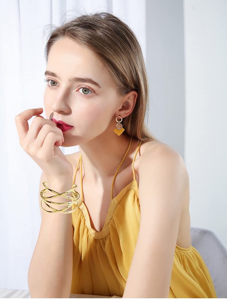 CASDAN Gold Open Cuff Bangle Bracelet for Women - Adjustable Wire Wrap Wrist Cuff - Perfect for Parties, Weddings & Everyday Fashion Accessories