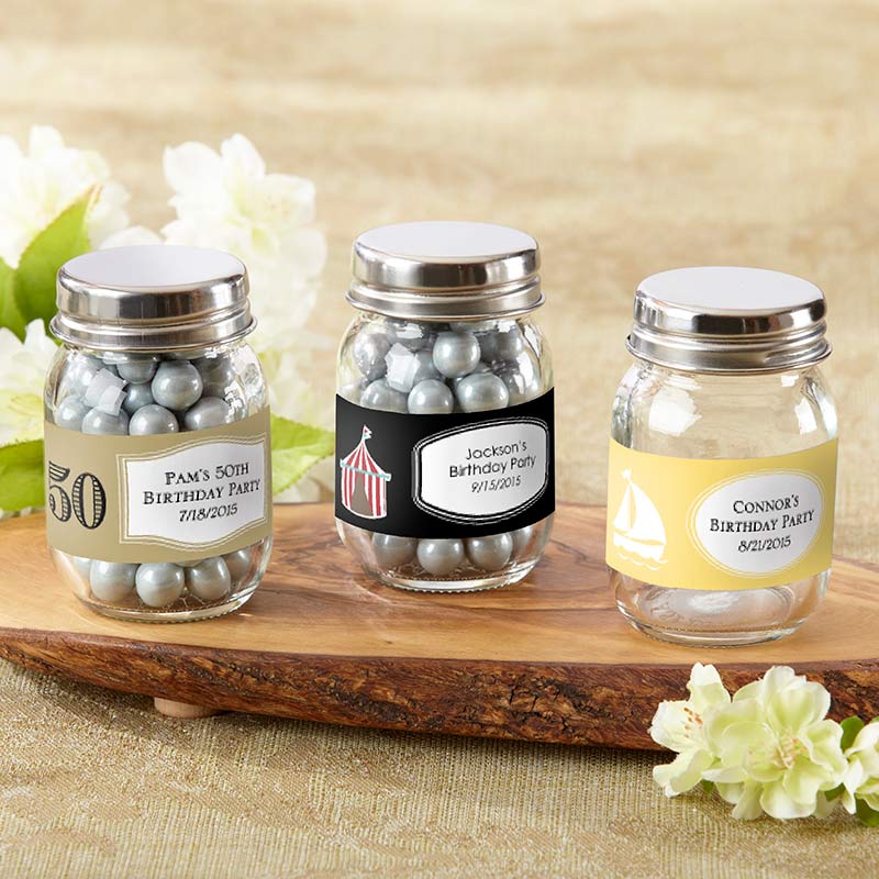 Personalized 3 oz Mini Mason Jars with Lids - Set of 12 Small Glass Jars for Birthday Party Favors, Wedding Decorations, Baby Showers & DIY Crafts