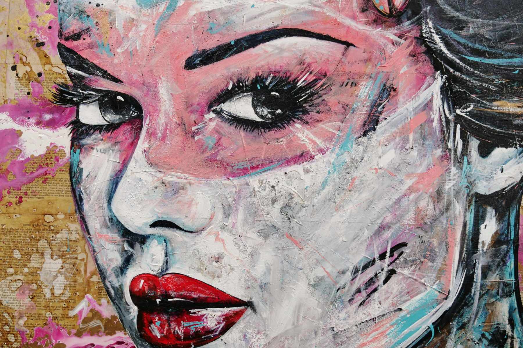 Mon Cheri 140cm x 100cm Abstract Realism Woman Portrait Painting - Perfect for Book Club Decor, Living Room Wall Art & Home Office Aesthetics