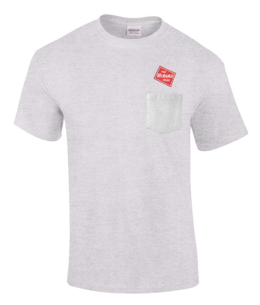 Milwaukee Road Vintage Embroidered Pocket T-Shirt [p08] - Comfortable Casual Tee for Men, Perfect for Everyday Wear & Road Trip Outfits