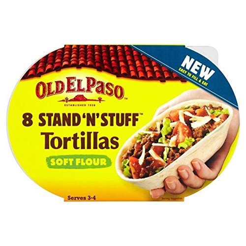 Old El Paso 8 Stand 'N' Stuff Soft Flour Tortillas - 193g (Pack of 1) | Authentic Mexican Style for Tacos, Burritos & Fajitas | Perfect for Family Dinners & Party Snacks