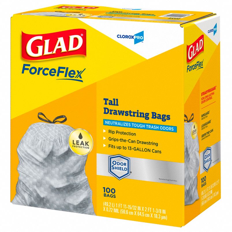 13 Gallon Tall Kitchen Trash Can Liners with Drawstring - 100 Count White Garbage Bags for Home & Office Use | Heavy Duty Wastebasket Liners for Large Trash Cans