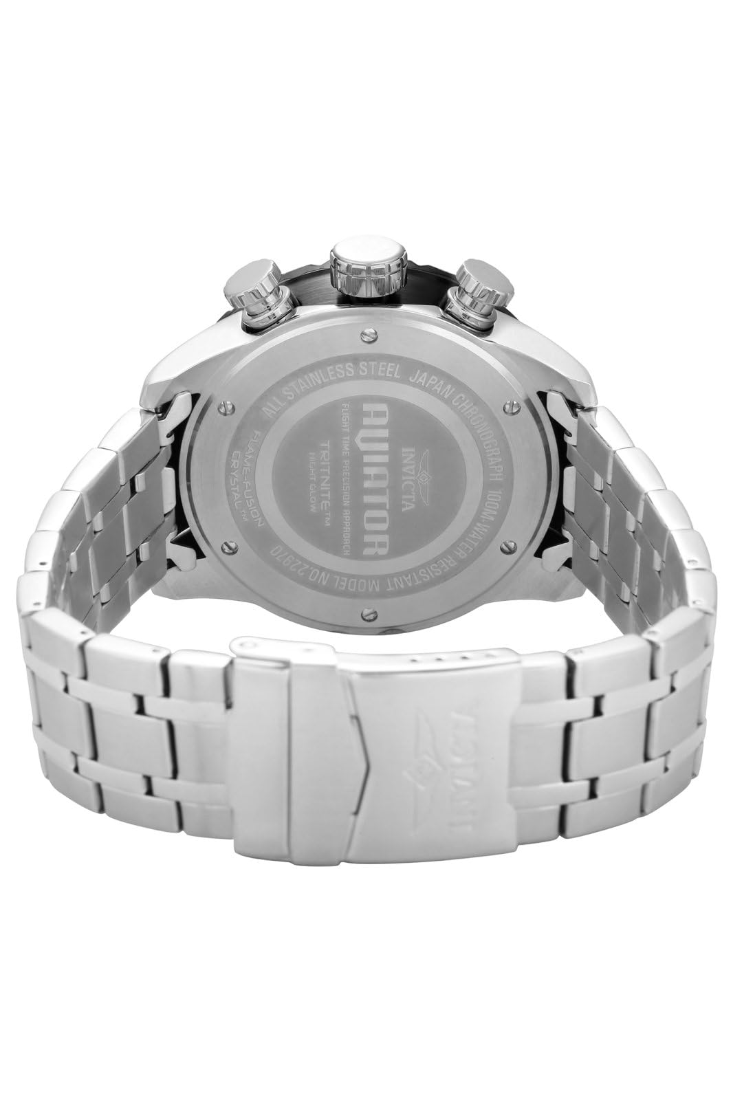 Invicta Aviator Men's Stainless Steel Quartz Watch - 48mm Large Face Pilot Style Watch for Aviation Enthusiasts & Everyday Wear