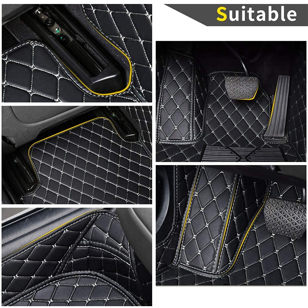 2007-2012 Ford Fusion Custom Fit Car Floor Mats - Premium Leather Waterproof All-Weather Protection Full Coverage Floor Liners (Red) - Perfect for Daily Commute, Road Trips & Winter Driving Protection