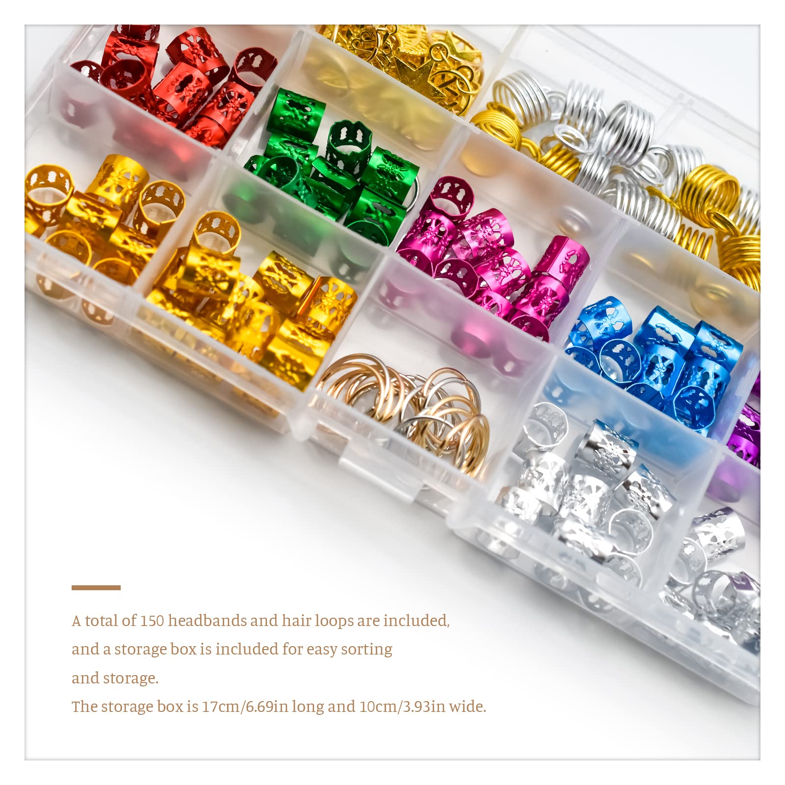 Skyzone 150PCS Women's Hair Jewelry Set - Braids Accessories with Metal Cuffs, Hair Rings, Shell Charms & Star Pendants for Dreadlocks & Braiding | Perfect for Boho, Festival & Everyday Hairstyles