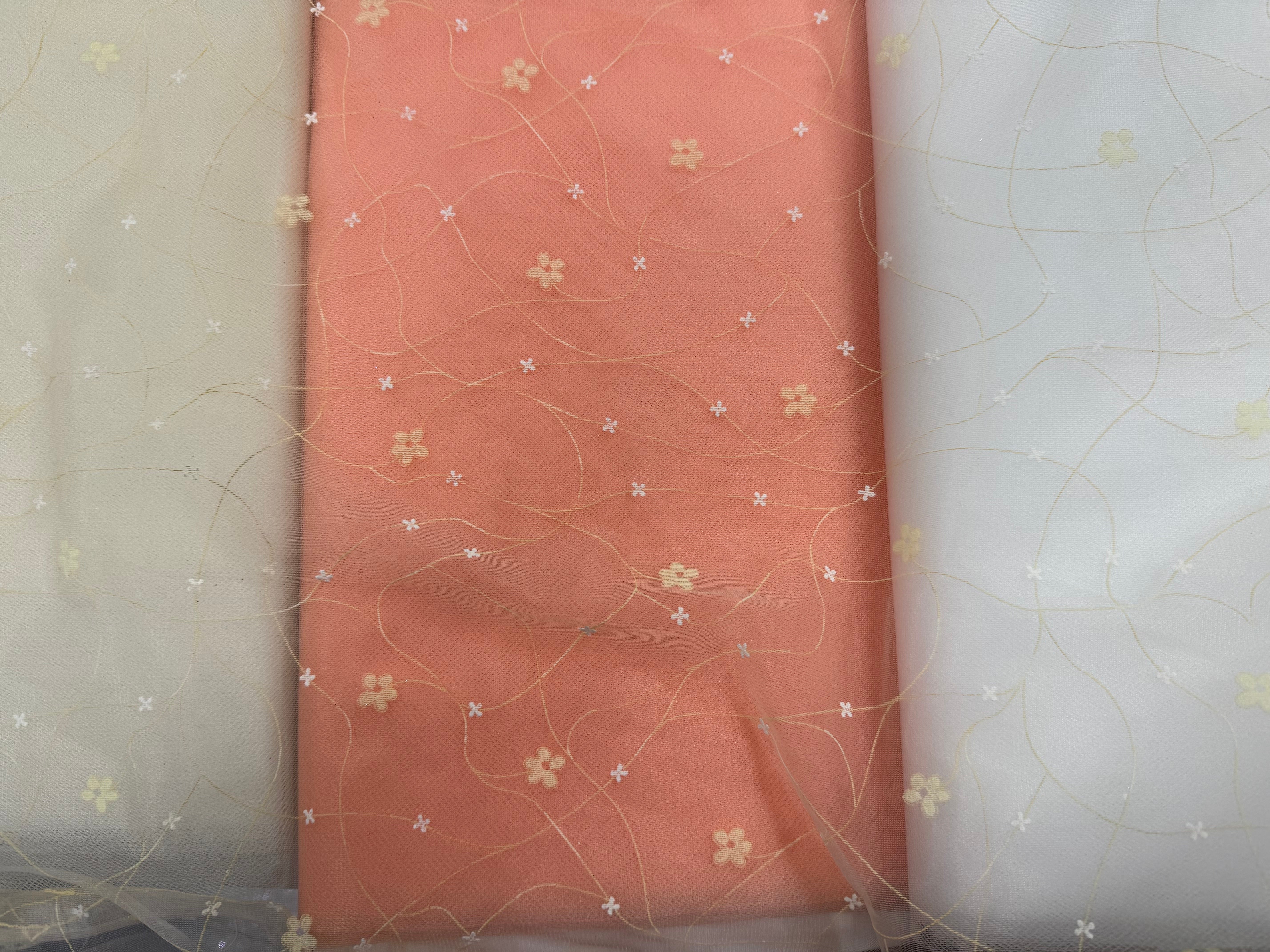 Elegant Beige Floral Lace Fabric - 60 Inches Wide for Wedding Dresses, Curtains & Home Decor | High-Quality Close Out Sale