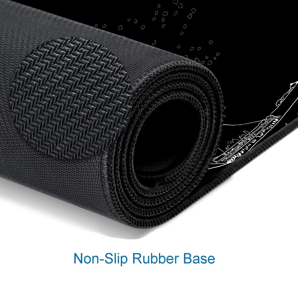 Premium Large Gaming Mouse Pad - Non-Slip Rubber Base Desk Mat with Stitched Edges (31.5x11.8 Inch) - The Great Wave Off Kanagawa Design - Perfect for PC Gaming, Office Work & Home Computer Setup