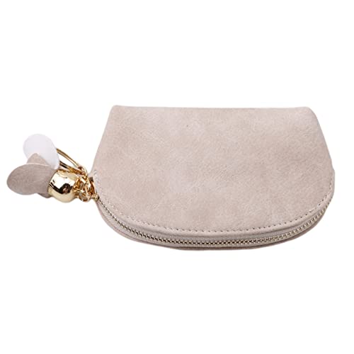 Women's PU Leather Zipper Coin Purse Wallet - Portable Small Change Holder & Card Organizer for Ladies and Girls (Apricot) - Perfect for Shopping, Travel, and Everyday Essentials Storage