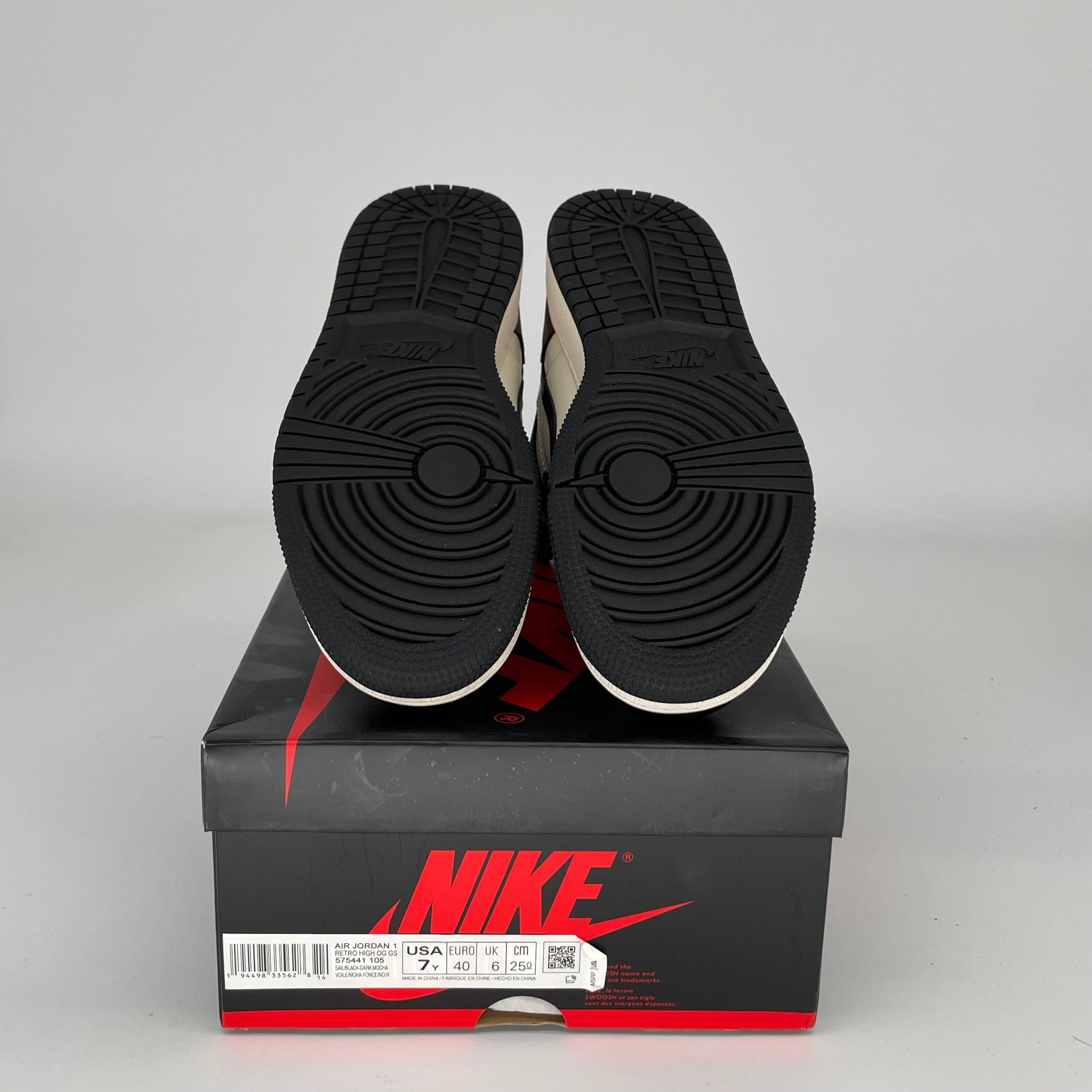 AIR JORDAN 1 DARK MOCHA Sneakers - Size 7Y (575441-105) - Men's/Women's High-Top Basketball Shoes for Casual Wear & Street Style