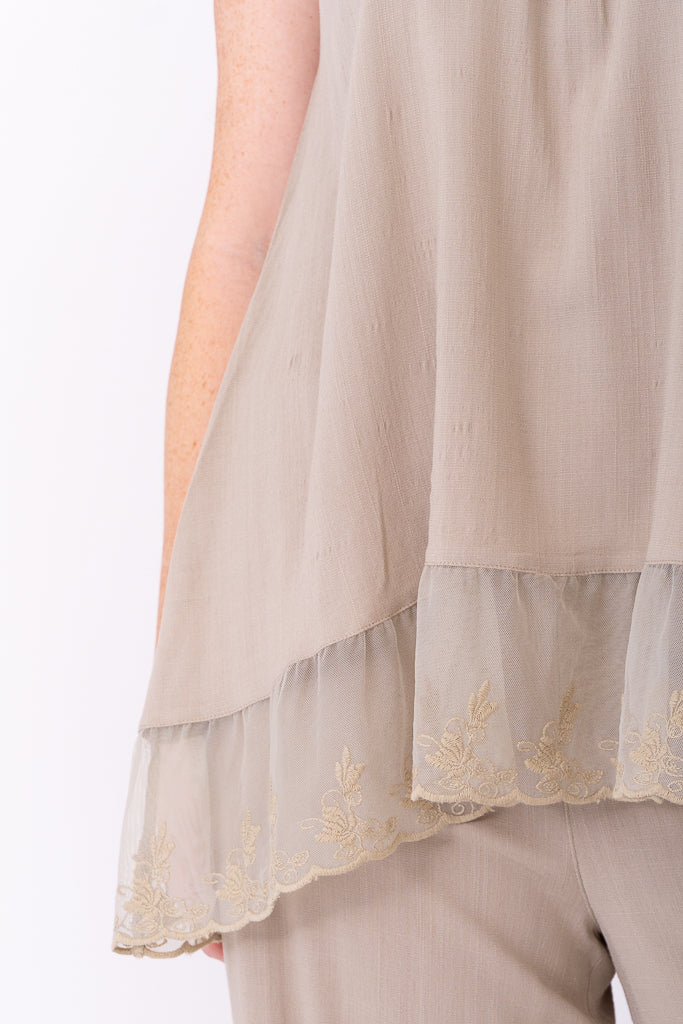 Chantilly Lace Fabric - Premium Sand & Linen Bamboo Blend for Elegant Home Decor, Wedding Dresses & DIY Crafts