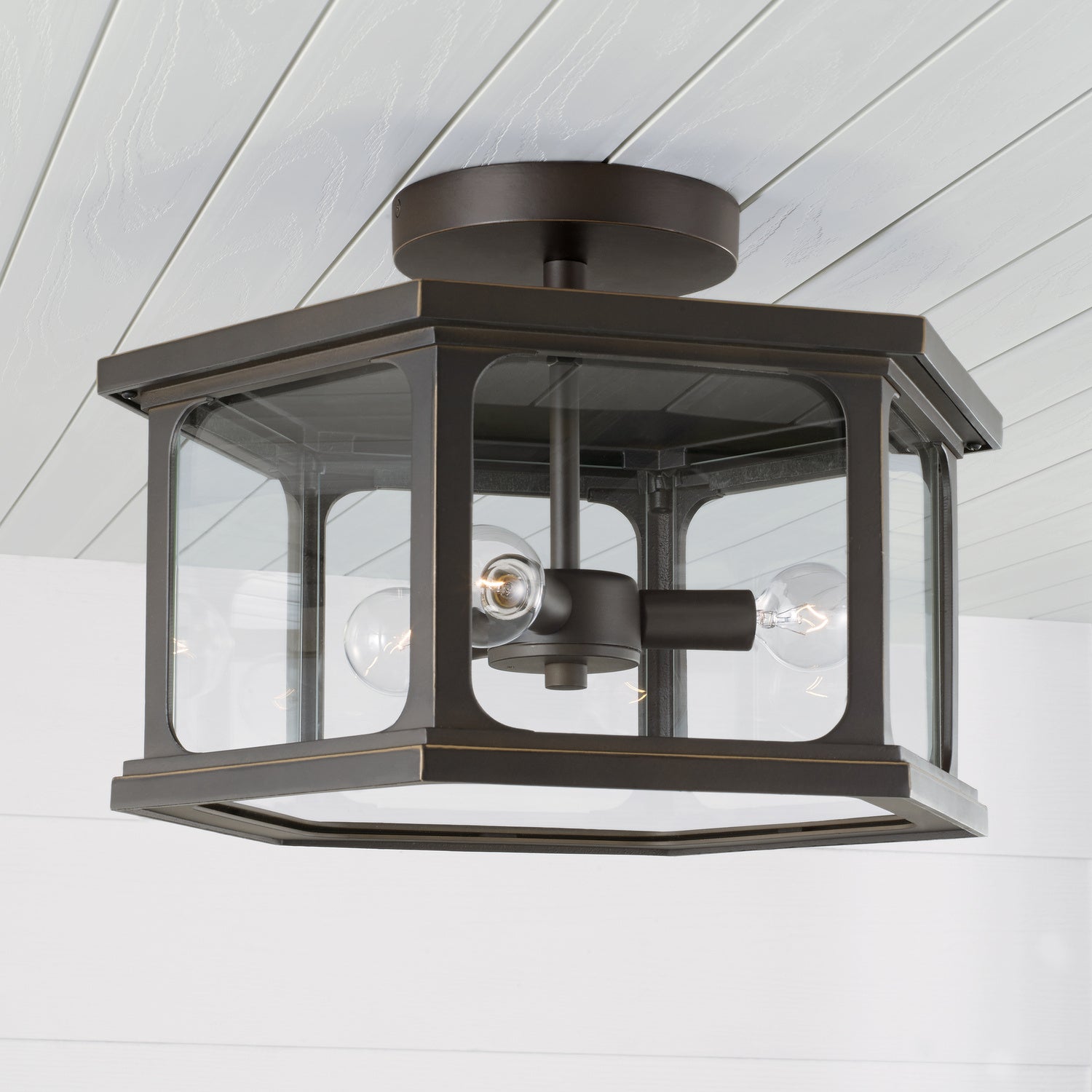 Capital Lighting Three Light Outdoor Semi Flush Mount - Durable Weatherproof Ceiling Fixture for Porch, Patio & Entryway Lighting