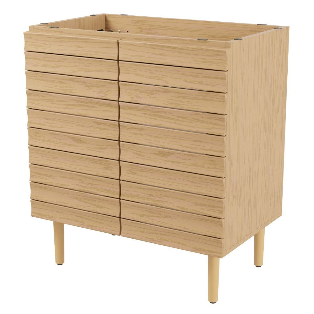 Aubert Thick Linear Slat Modern Farmhouse 2 Shelf Bathroom Vanity Cabinet Only (Sink Not Included) - Perfect for Farmhouse Style Bathroom Storage & Organization