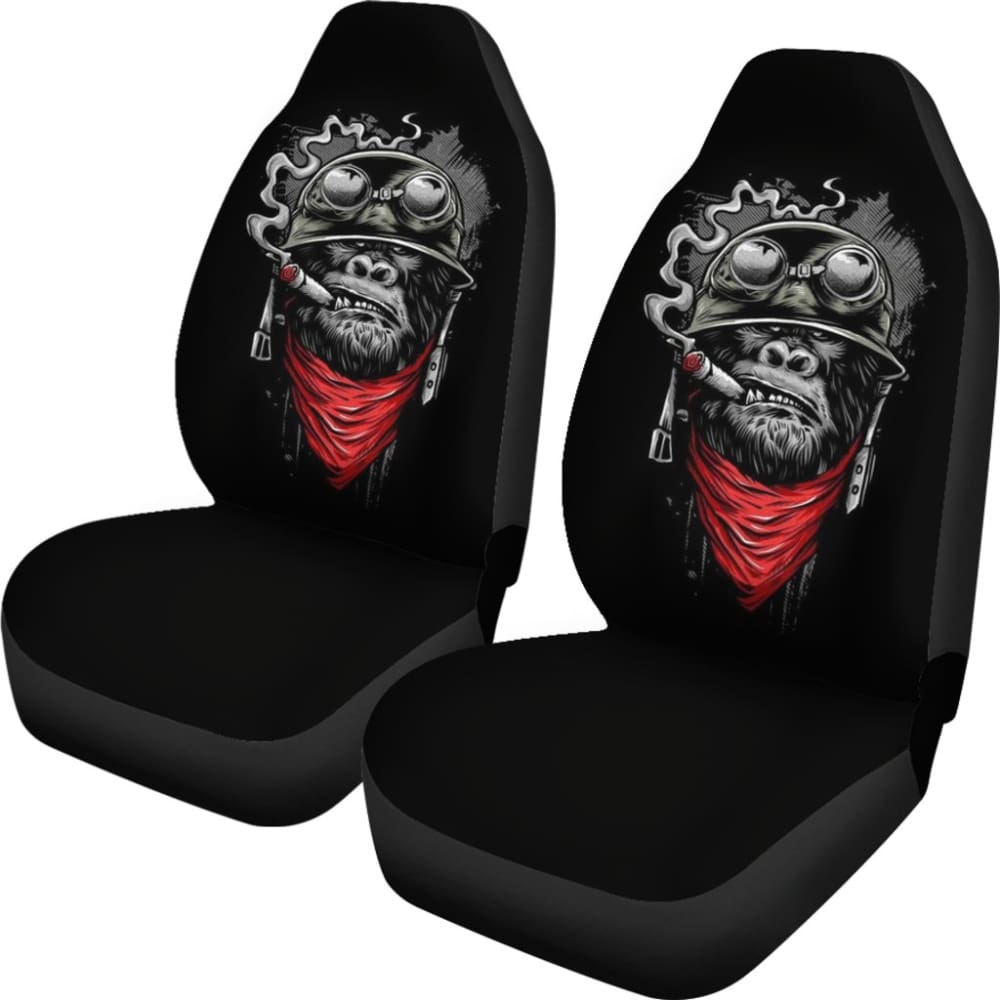 Badass Monkey Smoking Car Seat Covers 211801 - Premium Custom Fit Seat Protectors for Cars, Trucks & SUVs - Funny Novelty Auto Accessories for Men & Women - Perfect for Road Trips & Gifts