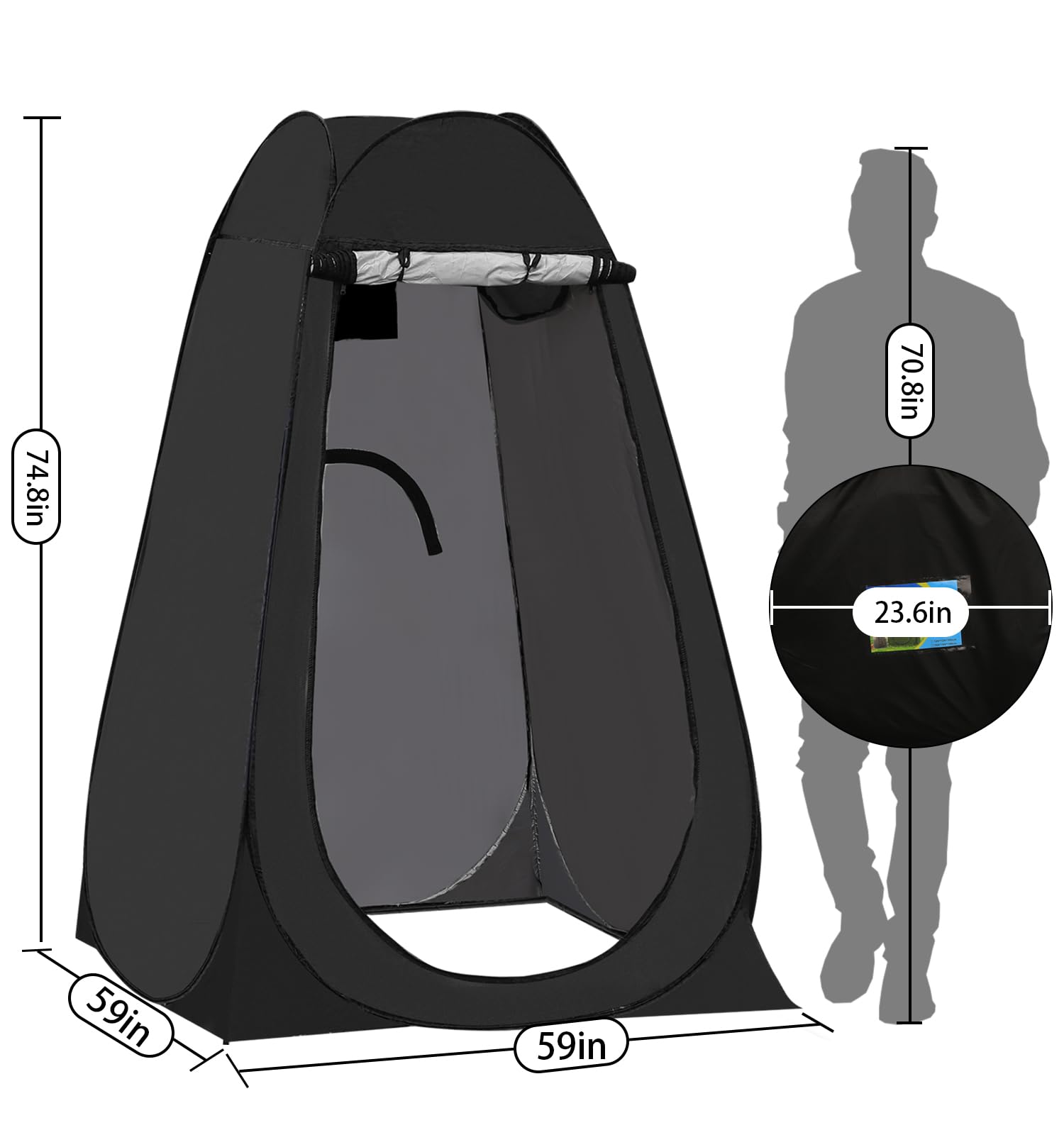 Portable Pop Up Privacy Tent for Camping - Instant Outdoor Shower & Toilet Tent, Spacious Dressing Changing Room for Hiking, Beach, Picnic & Fishing - Includes Carrying Bag & Rain Shelter | Perfect for Backpacking, RV Trips & Emergency Use