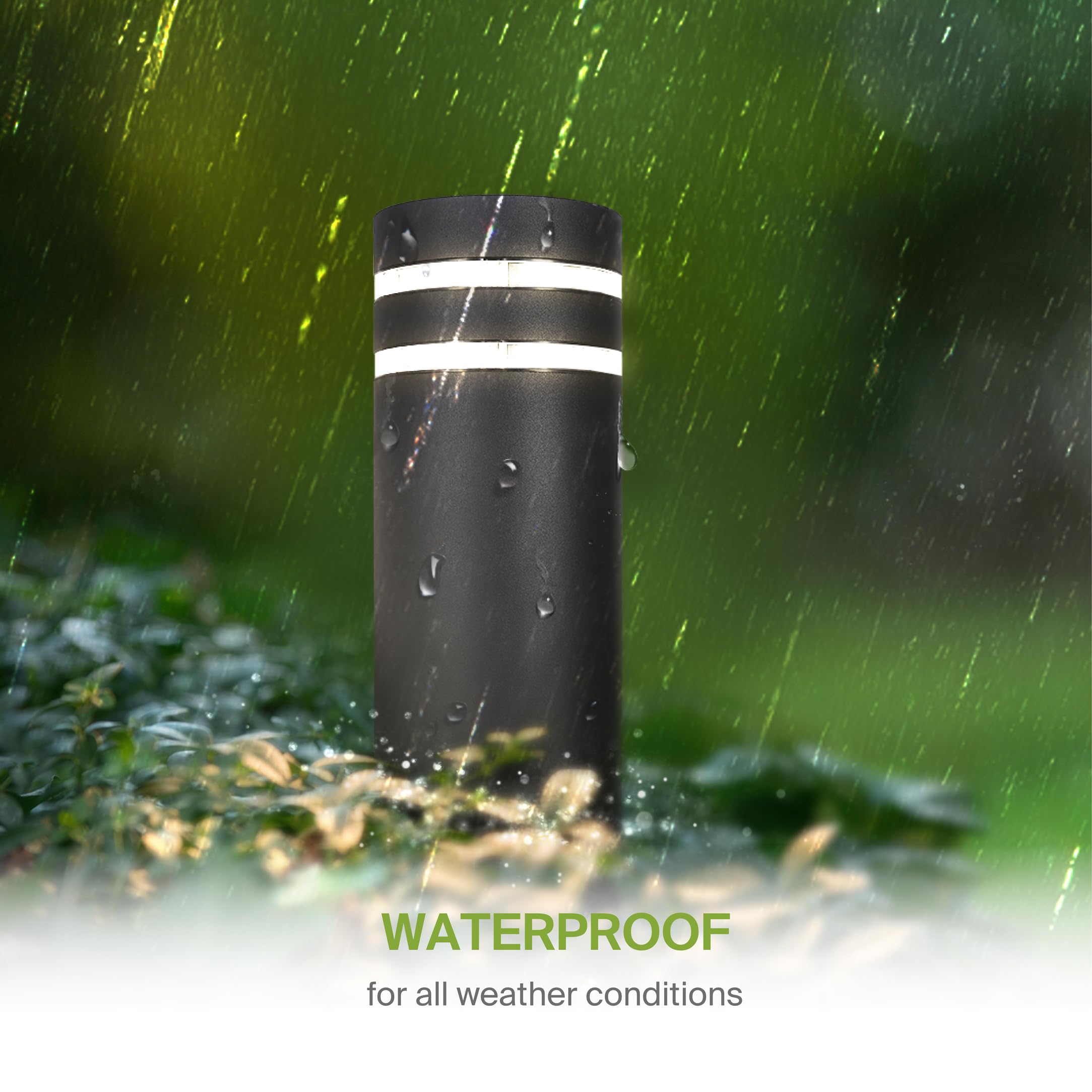 12 Inch Round Bollard Light Fixture - 60W E26 Socket 120V, Dimmable & Waterproof Outdoor Lighting - Compatible with LED/CFL/Incandescent Bulbs - ETL Listed Black Landscape Post Light for Garden, Pathway, and Driveway Illumination