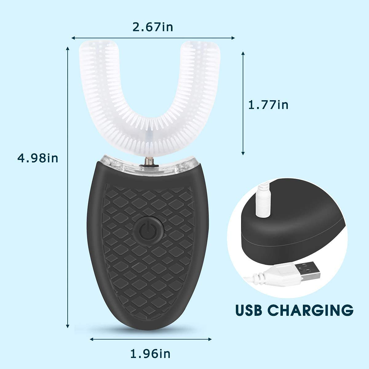 Ultrasonic Electric Toothbrush for Adults - U-Shaped Automatic Toothbrush with 360° Whole Mouth Cleaning, Teeth Whitening, Hands-Free & Rechargeable, IPX7 Waterproof - Perfect for Travel, Home & Office Use