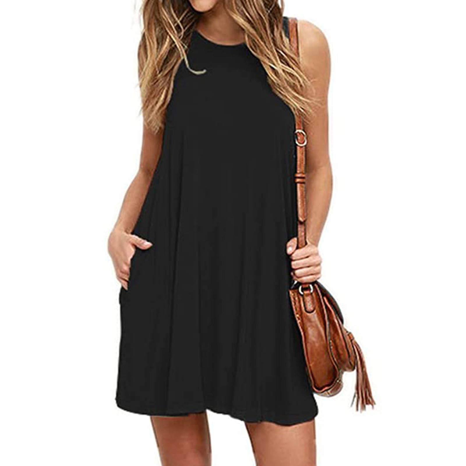 2024 Women's Sleeveless Summer Casual Dress - Crewneck Tank Top Loose Fit Short Dress for Spring & Summer | Perfect for Beach, Vacation, and Everyday Wear