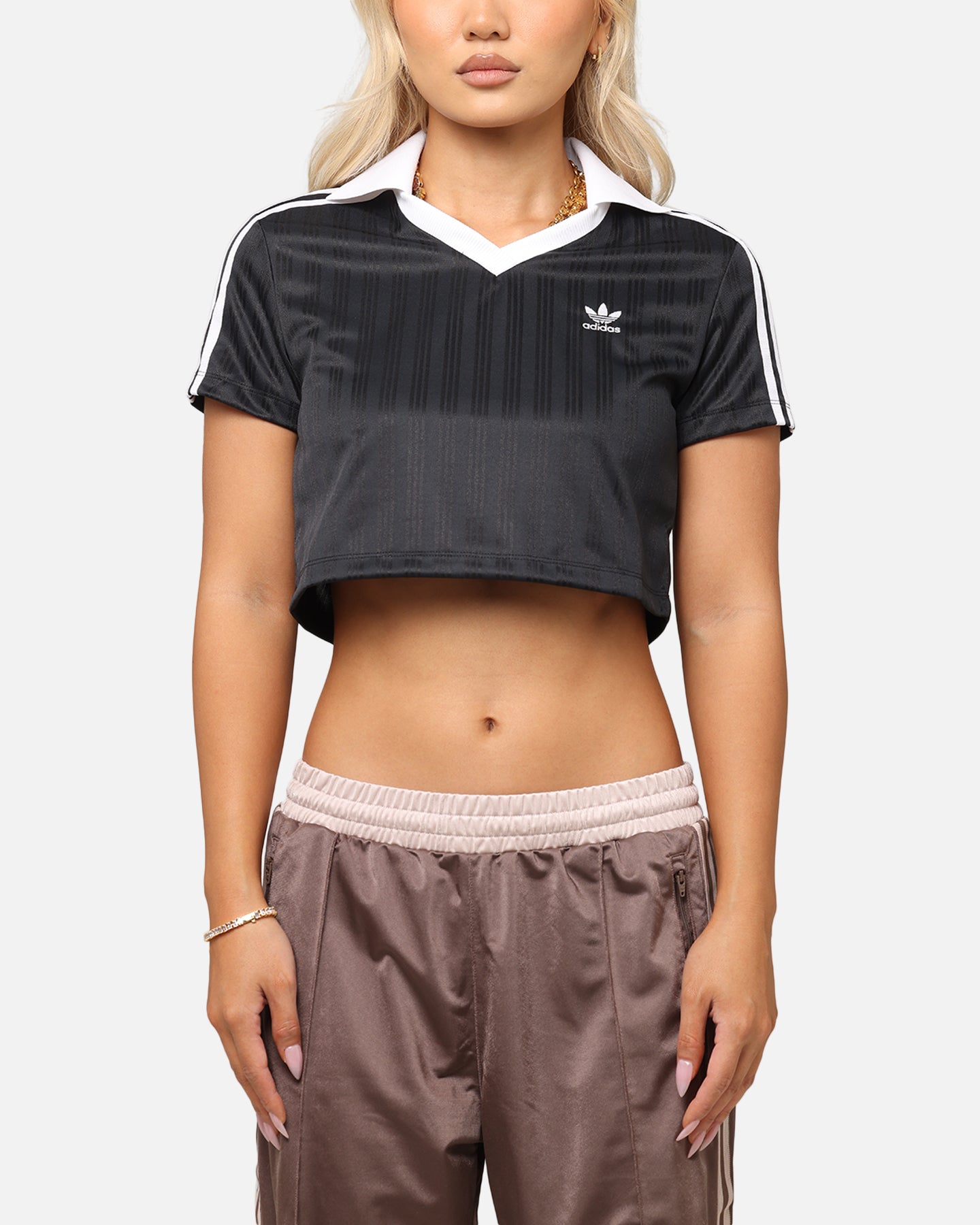 Adidas Women's Jacquard Crop Polo Shirt - Black | Breathable & Stylish Golf & Tennis Top for Active Women | Perfect for Sports, Workouts & Casual Wear
